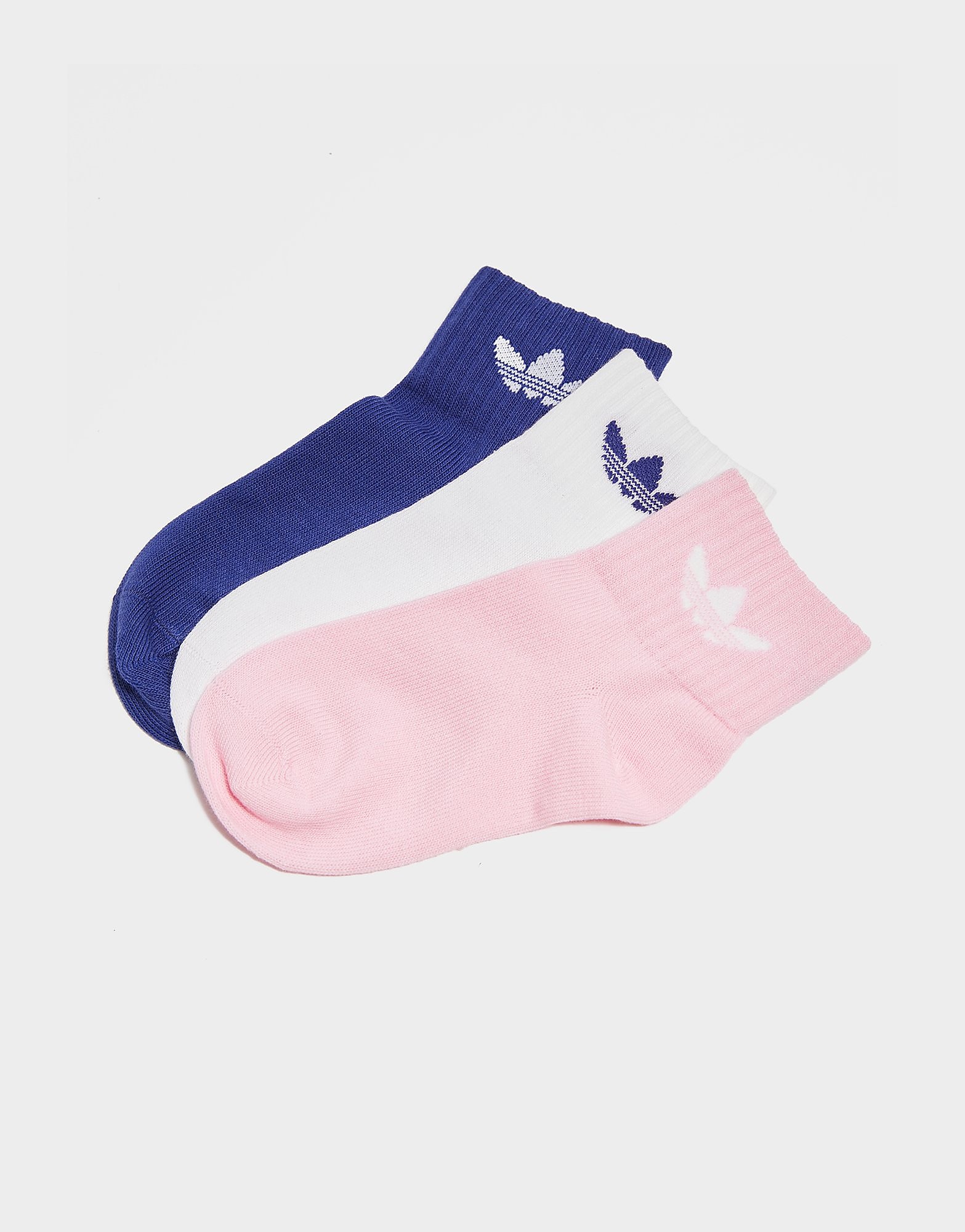 

adidas Originals 3-Pack Ankle Socks Kids - White/Pink/Blue - Kids, White/Pink/Blue