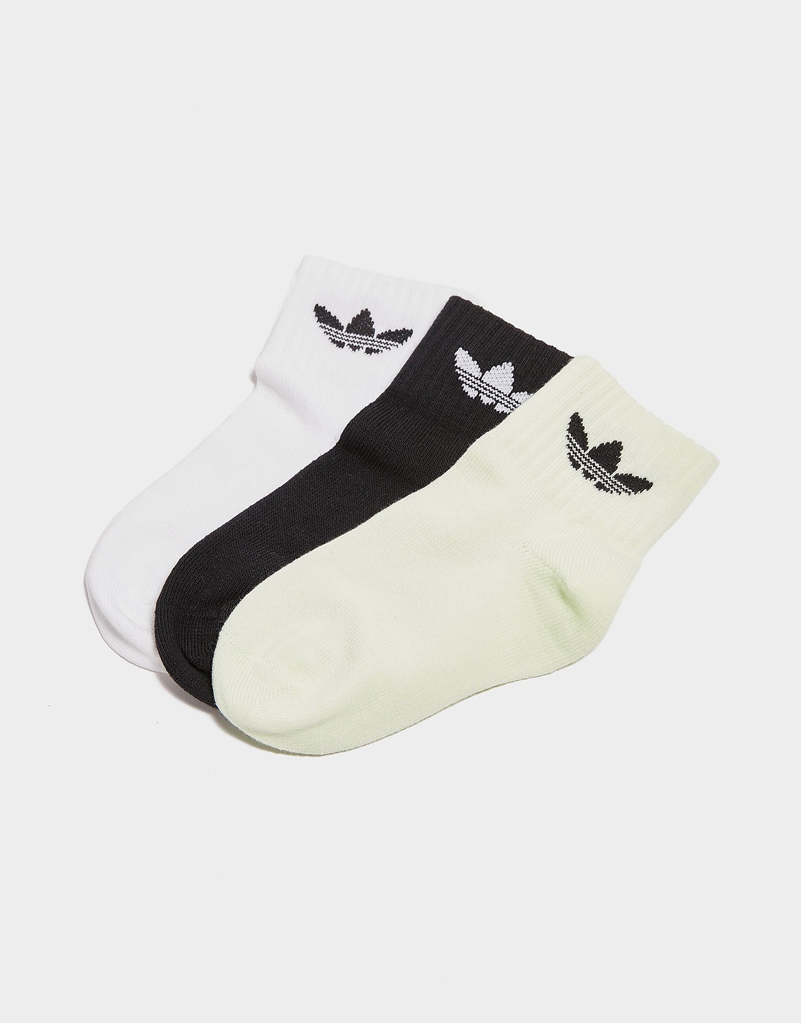 

adidas Originals 3-Pack Ankle Socks Kids - White/Black - Kids, White/Black