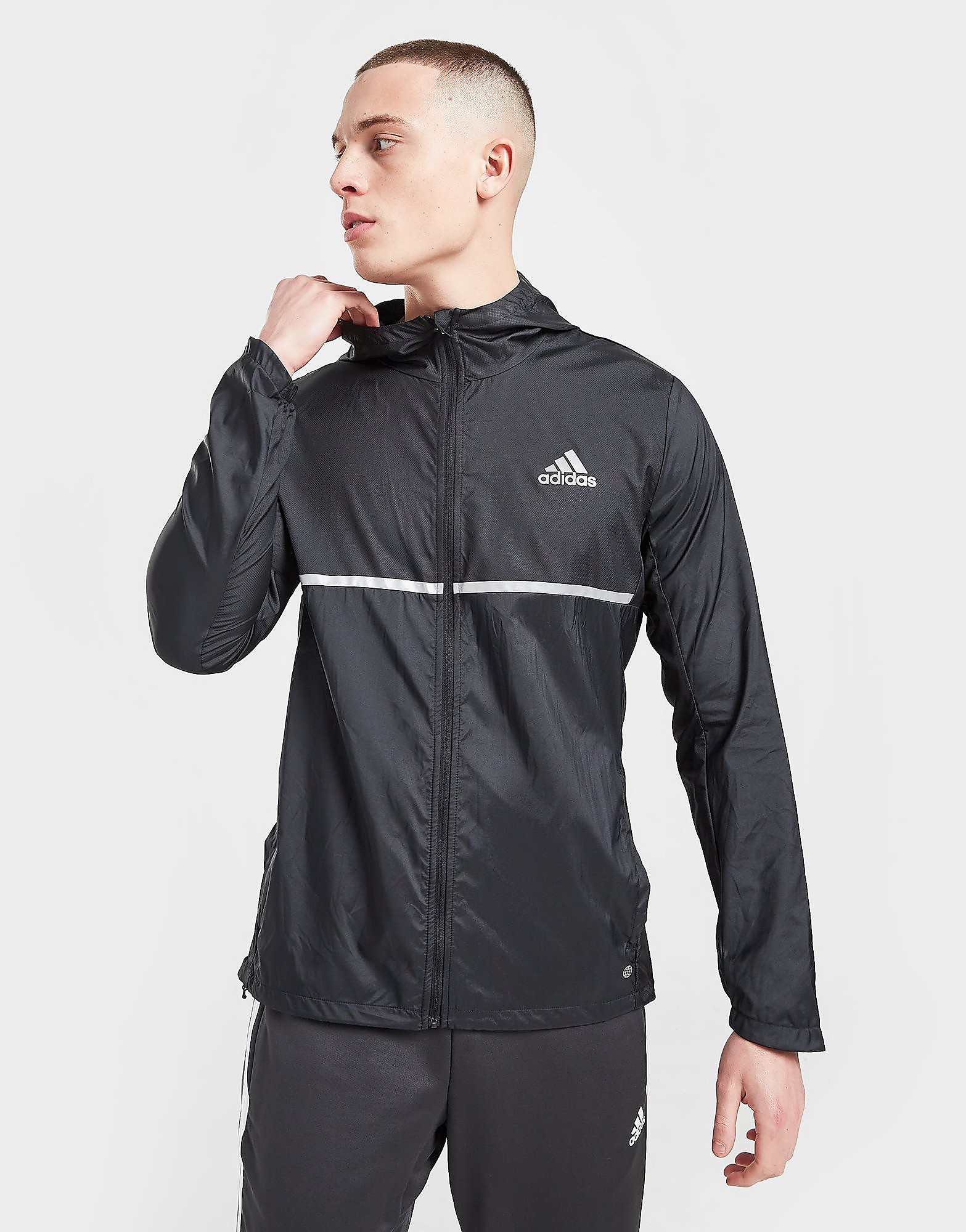 

adidas Own the Run Jacket - Black / Reflective Silver - Mens, Black / Reflective Silver