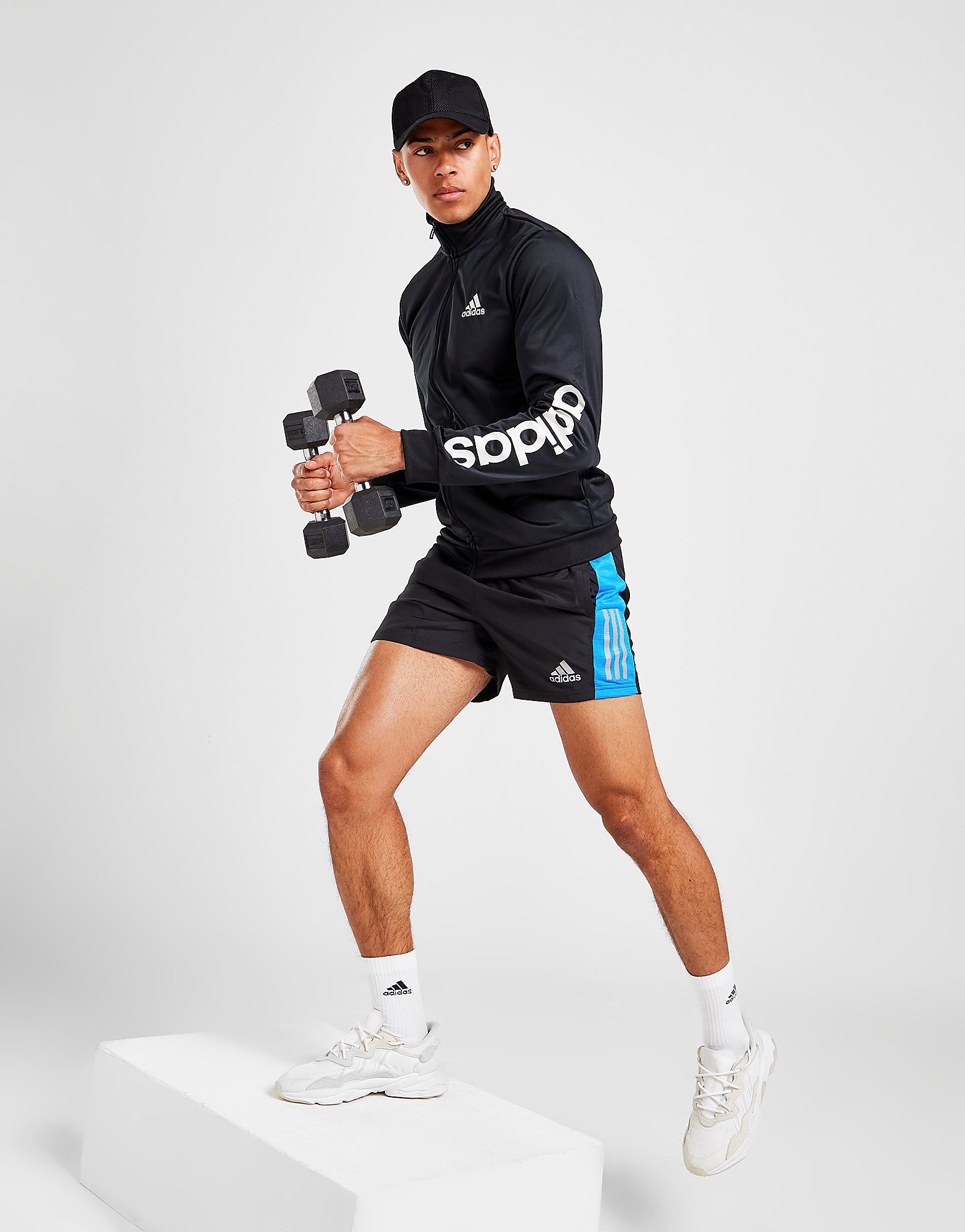 

adidas Own the Run Shorts - Black / Blue Rush / Reflective Silver - Mens, Black / Blue Rush / Reflective Silver