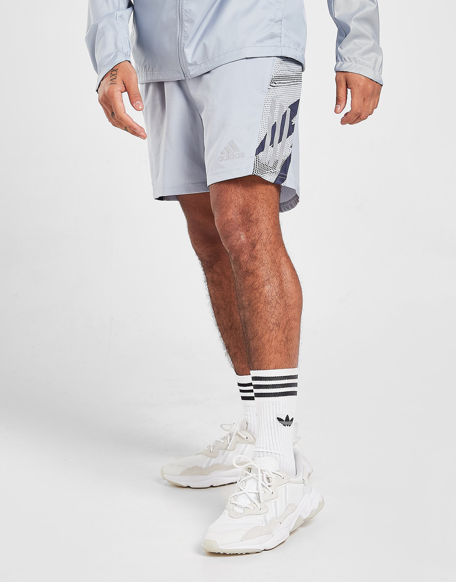 

adidas Own The Run Shorts - Halo Silver / Shadow Navy - Mens, Halo Silver / Shadow Navy