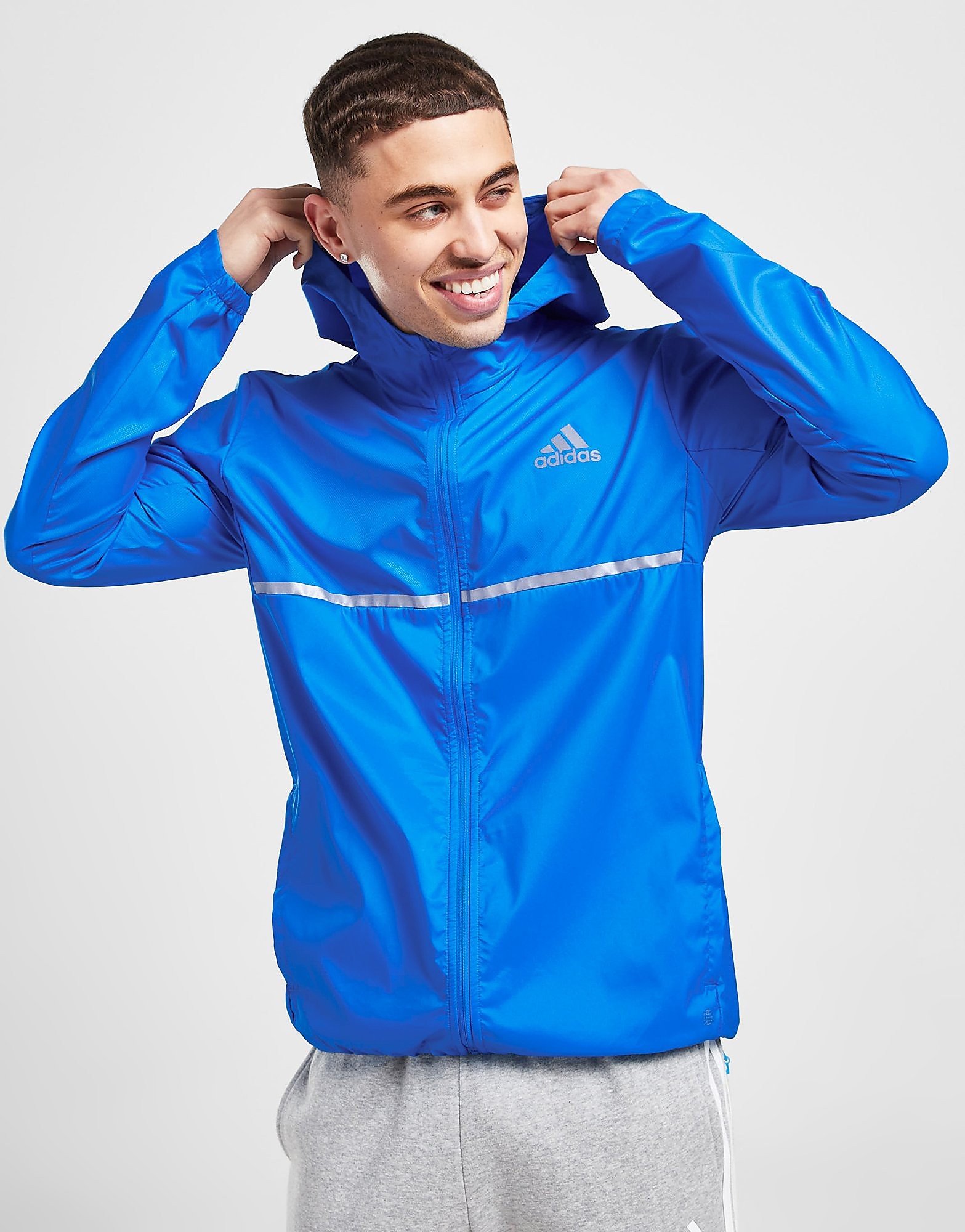 

adidas Own the Run Jacket - Blue Rush / Reflective Silver - Mens, Blue Rush / Reflective Silver