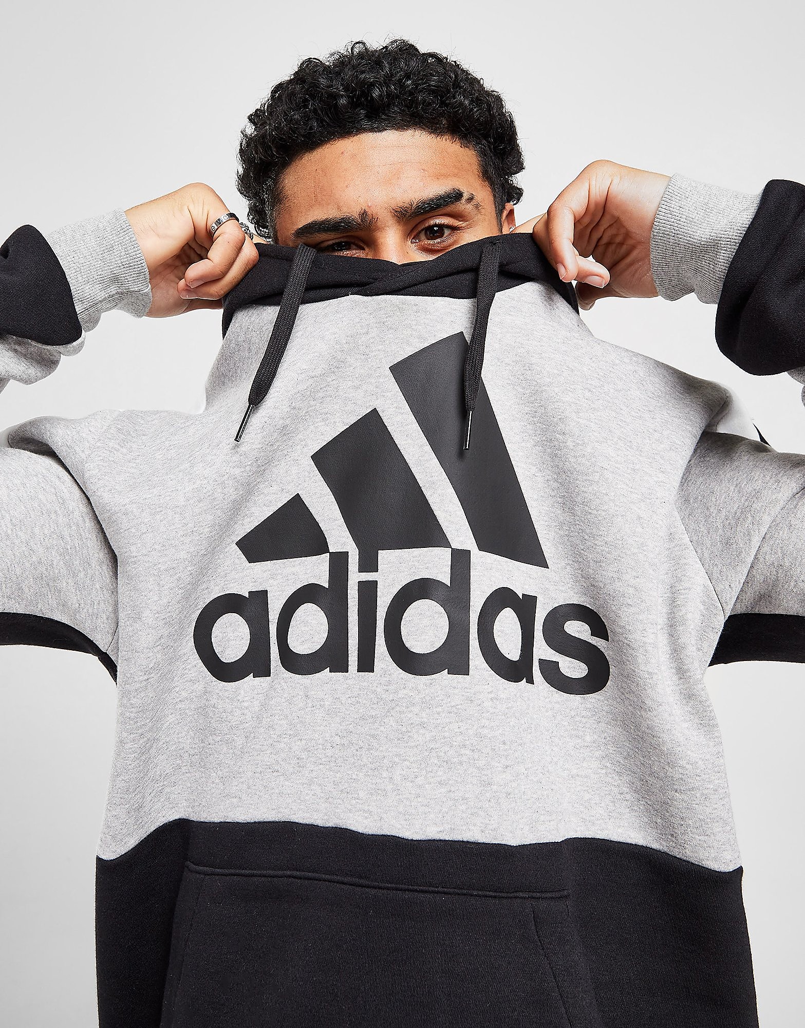 

adidas Essentials Colour Block Hoodie - Only at JD - Black/Grey - Mens, Black/Grey
