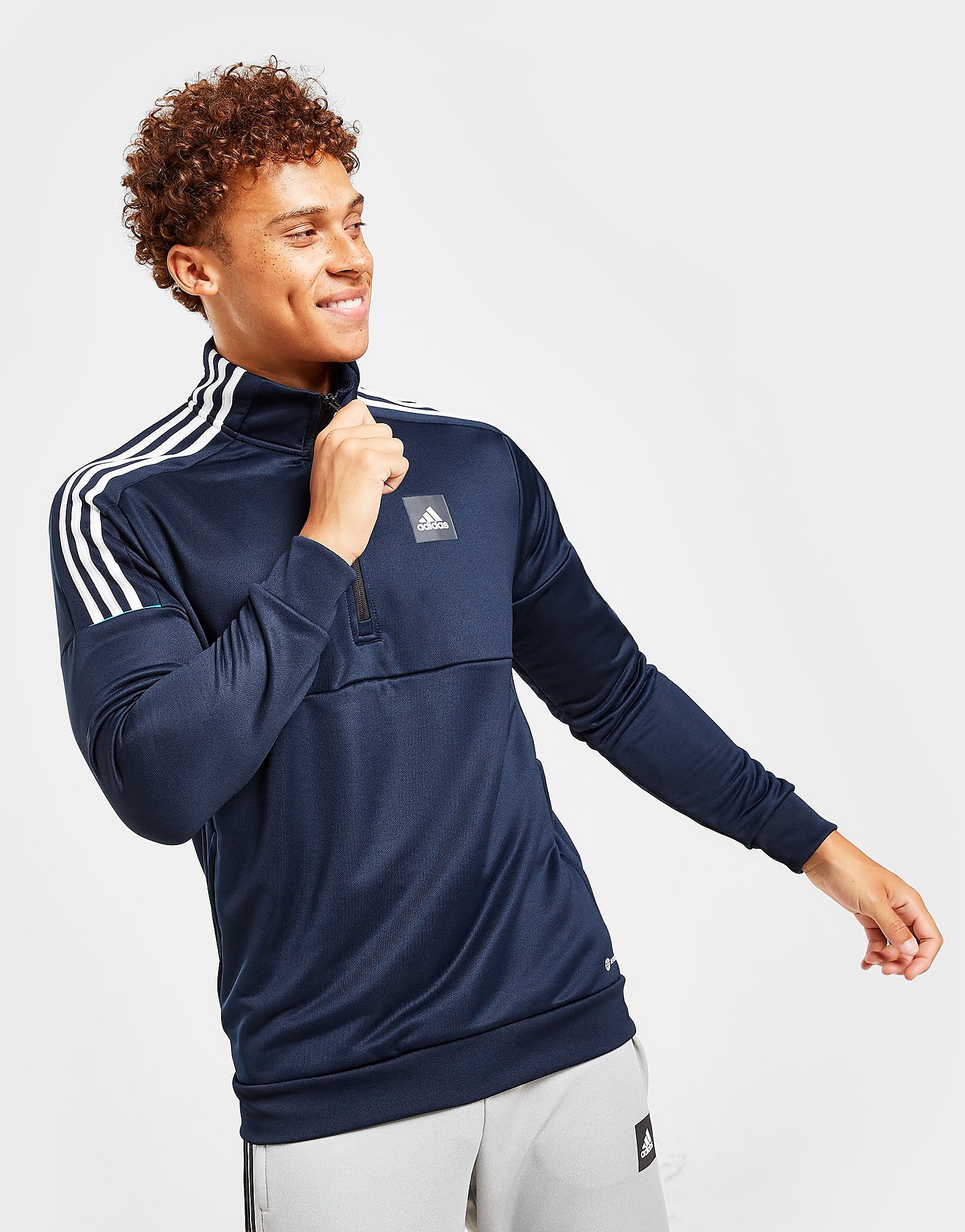 

adidas Match 1/2 Zip Top - Blue - Mens, Blue