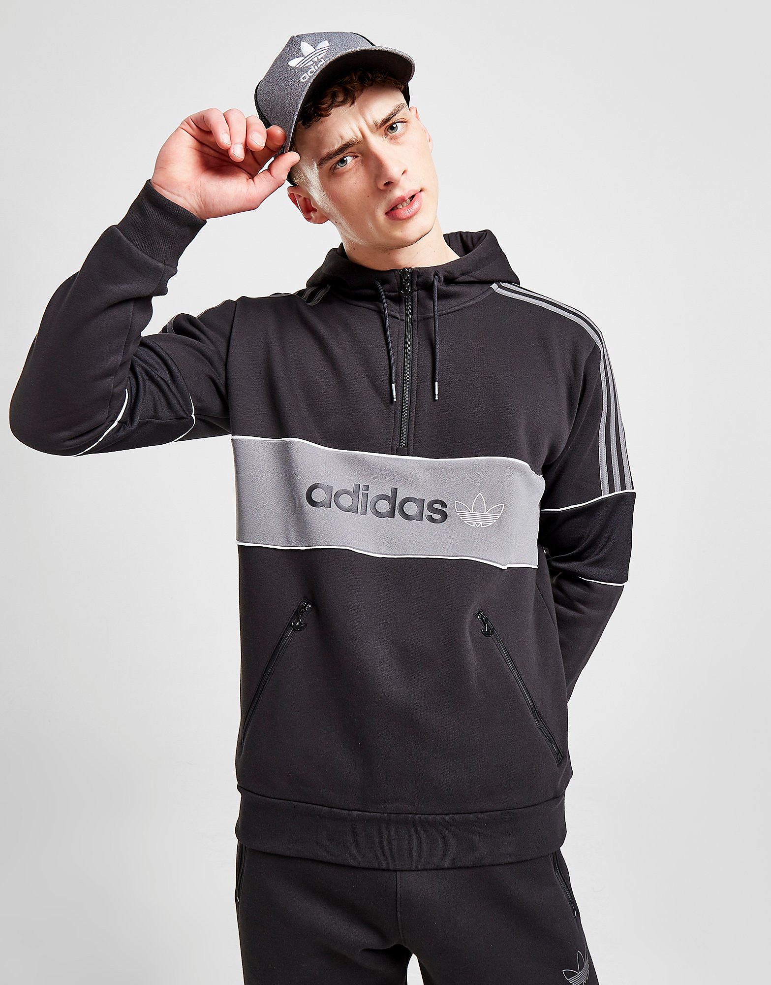 

adidas Originals Itasca 22 1/4 Zip Hoodie - Only at JD - Black - Mens, Black