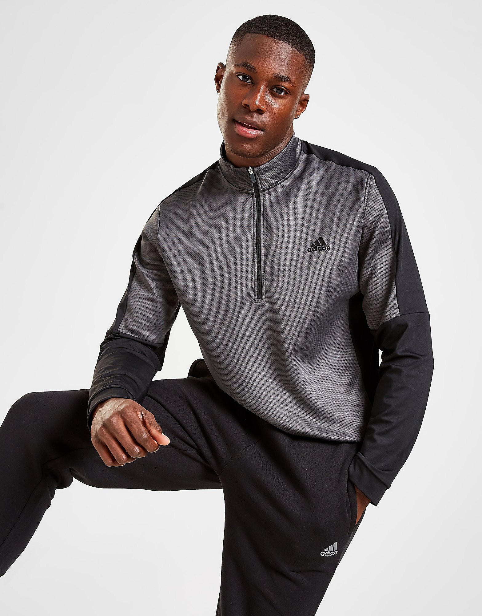 

adidas Golf Colour Block 1/4 Zip Top - Grey - Mens, Grey