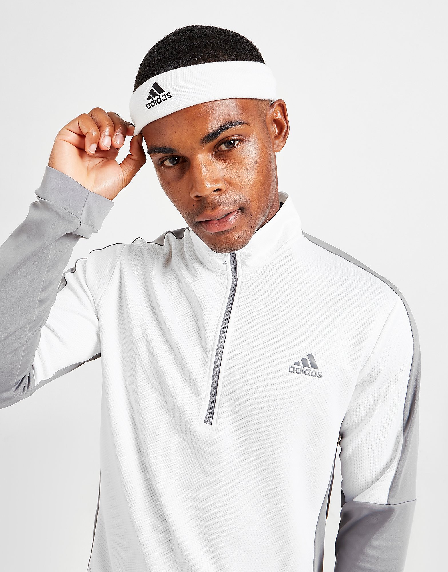 

adidas Golf Colour Block 1/4 Zip Top - White - Mens, White
