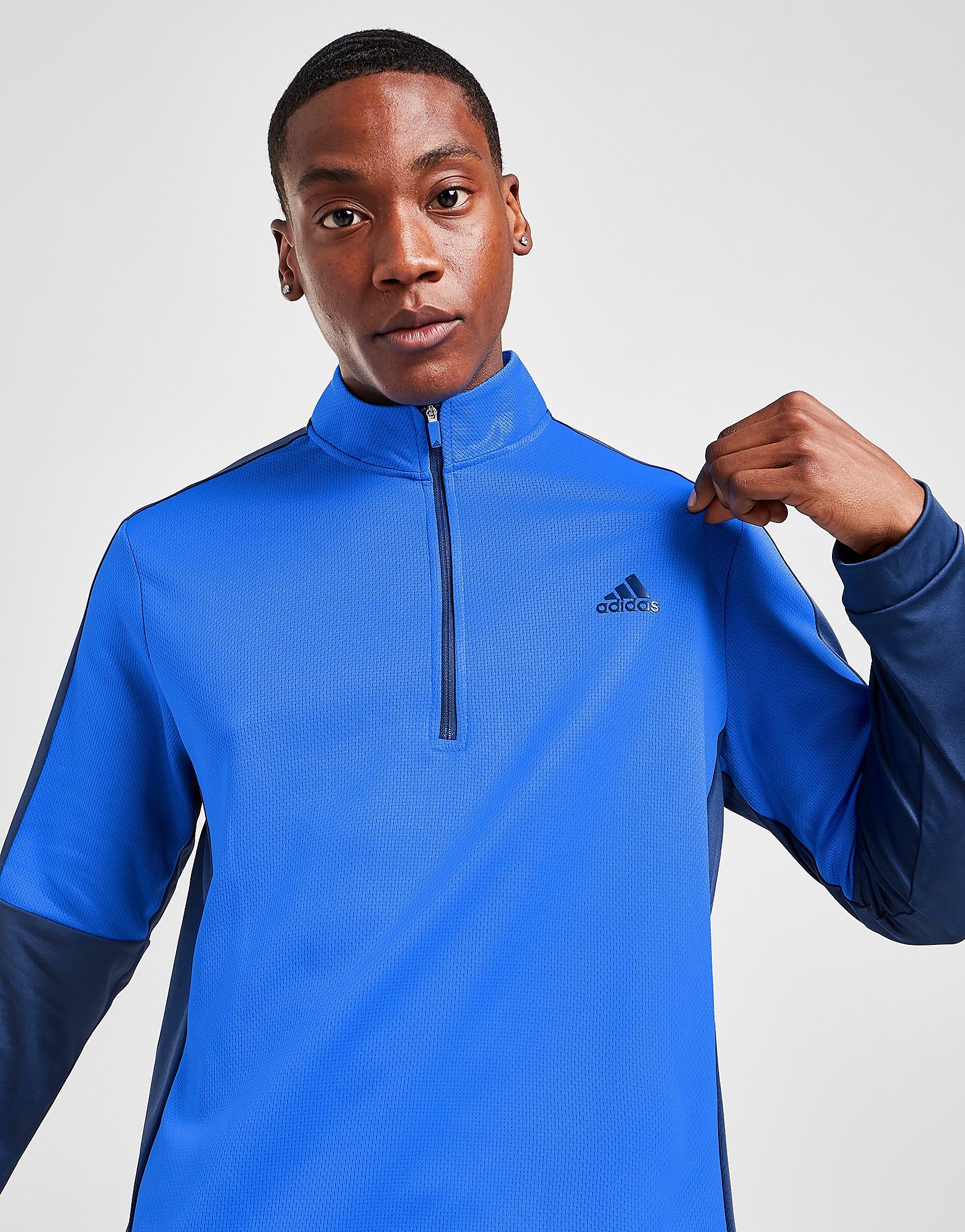 

adidas Golf Colour Block 1/4 Zip Top - Blue - Mens, Blue