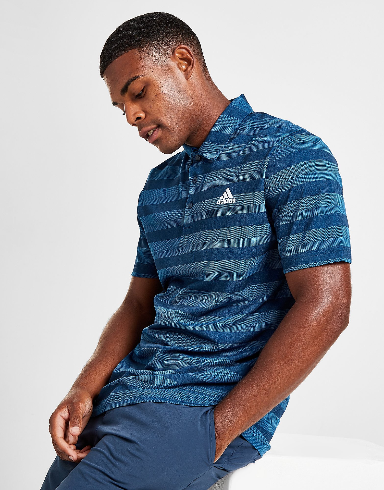 

adidas Golf Striped Polo Shirt - Blue - Mens, Blue