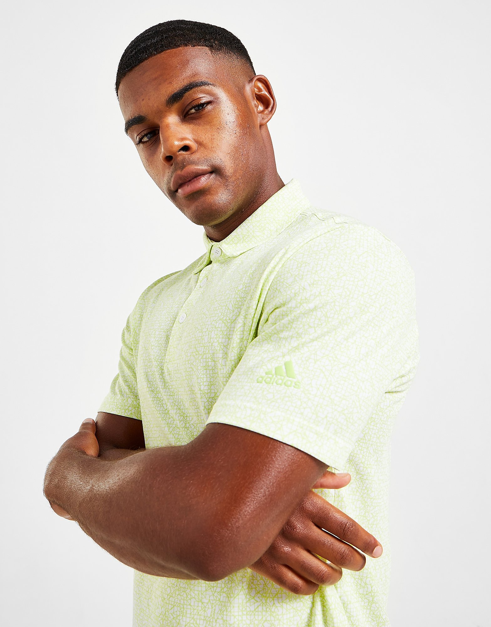 adidas Golf Striped Polo Shirt - Yellow - Mens, Yellow