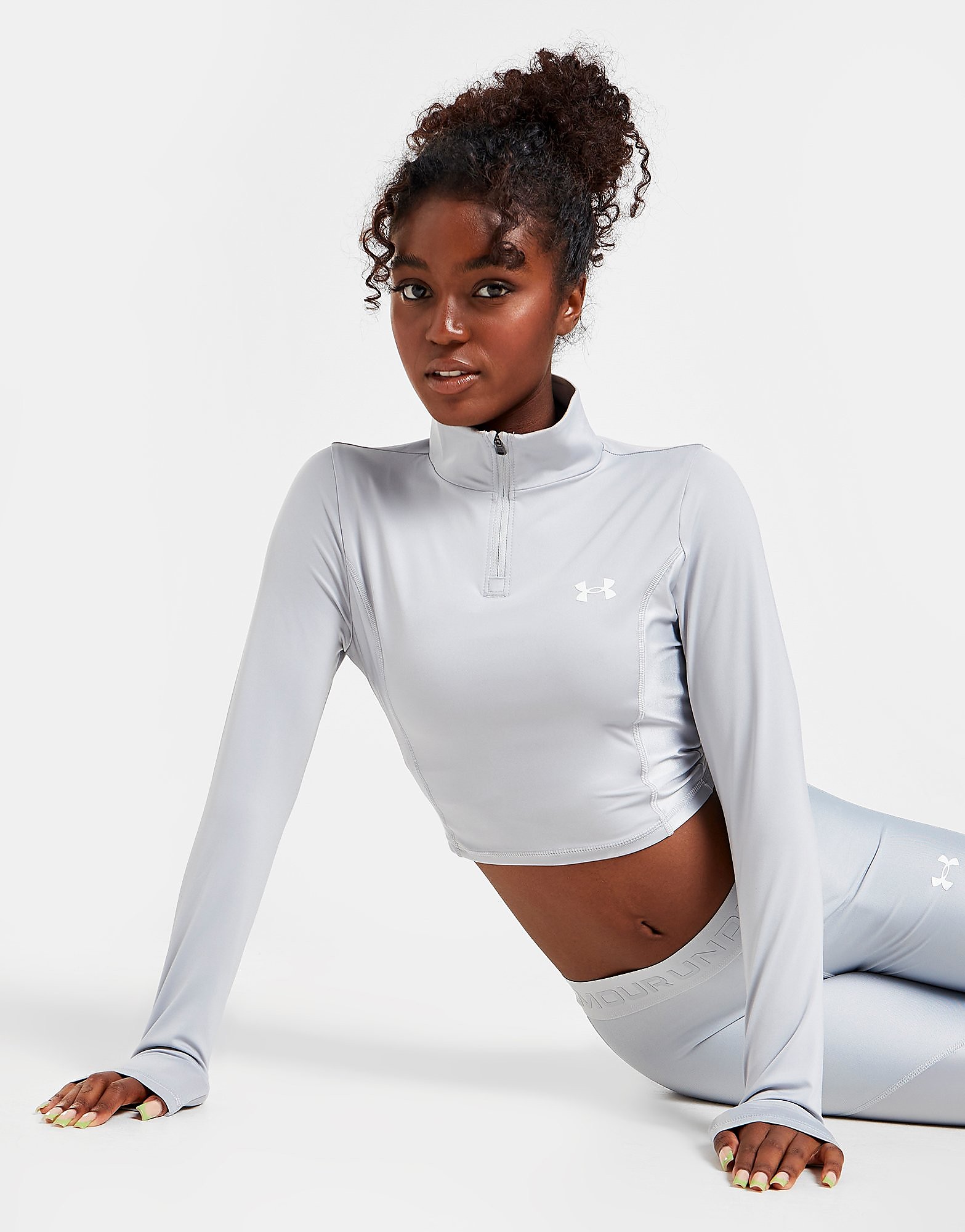 

Under Armour Shine 1/4 Zip Crop Top - Only at JD - Grey - Womens, Grey
