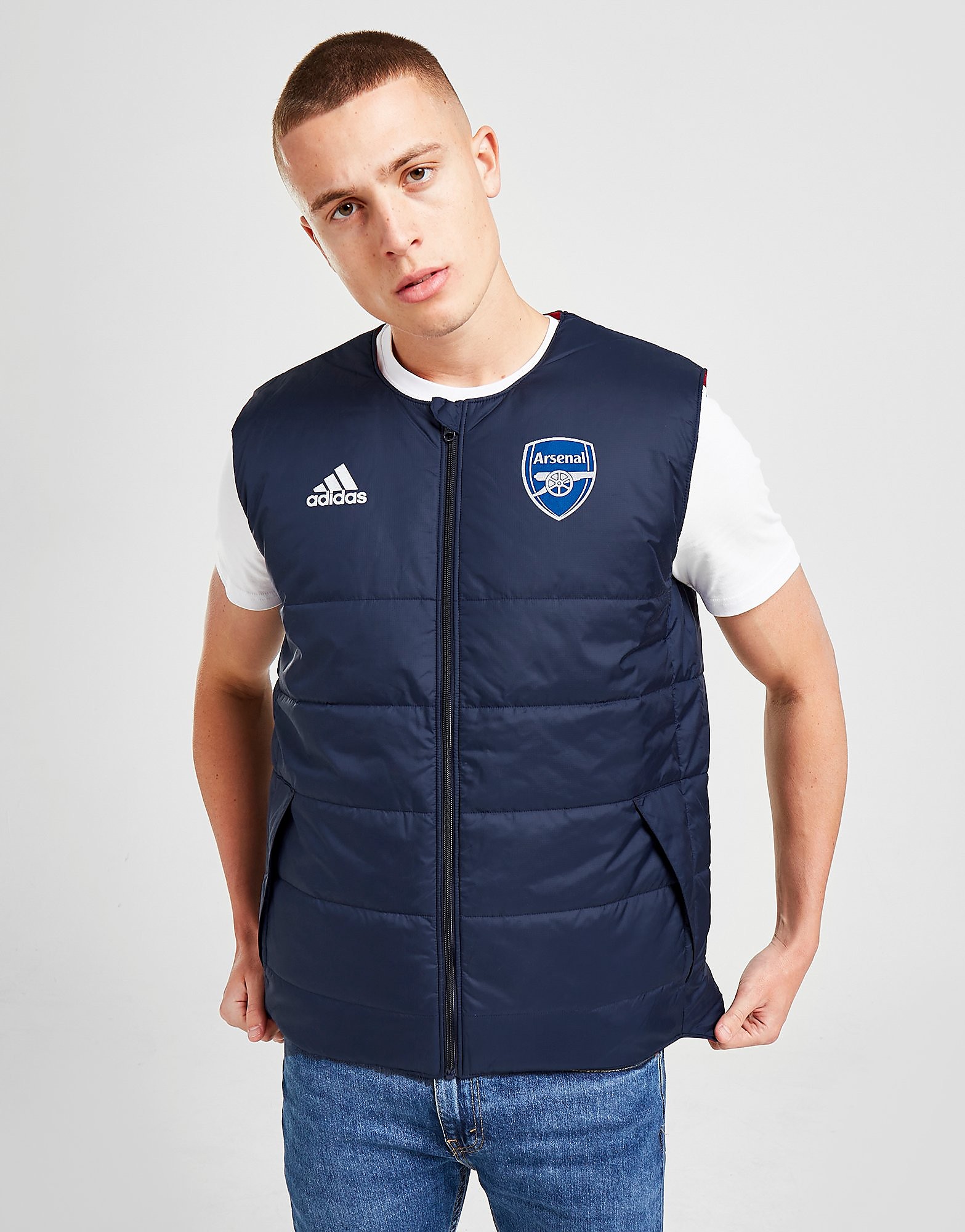 

adidas Arsenal FC x TFL Padded Vest - Collegiate Navy / Active Maroon - Mens, Collegiate Navy / Active Maroon