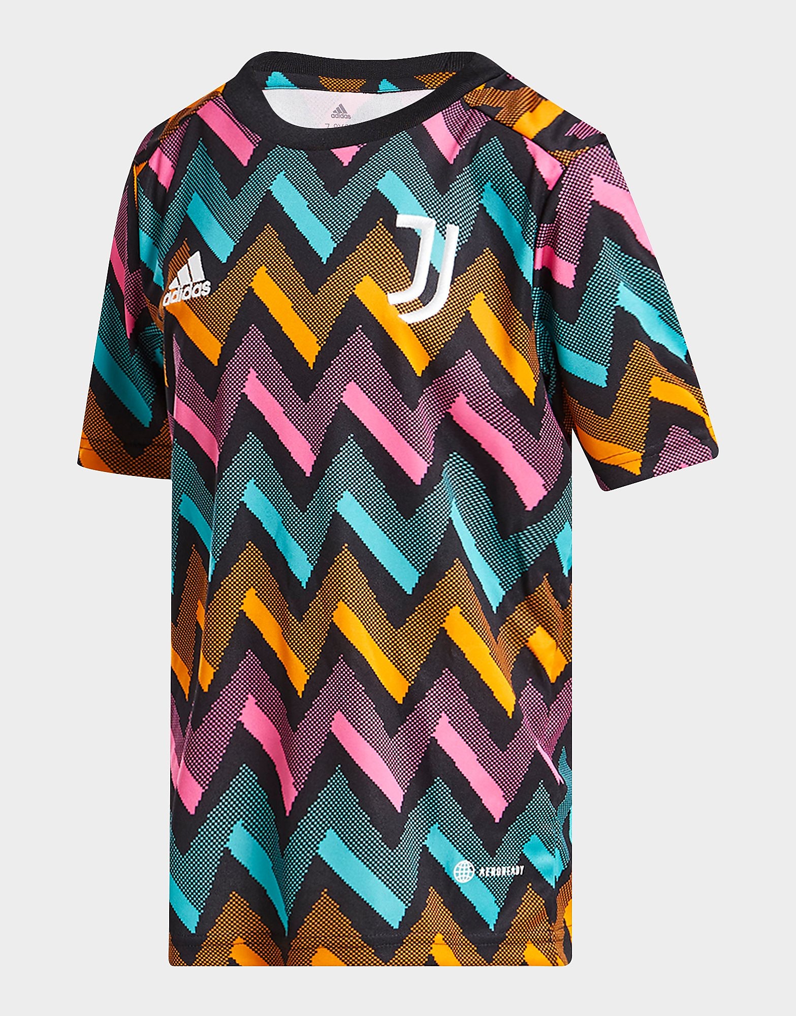 

adidas Juventus Pre-Match Shirt Junior - Black / Screaming Pink / Crew Orange / Hi-Res Aqua - Kids, Black / Screaming Pink / Crew Orange / Hi-Res Aqua