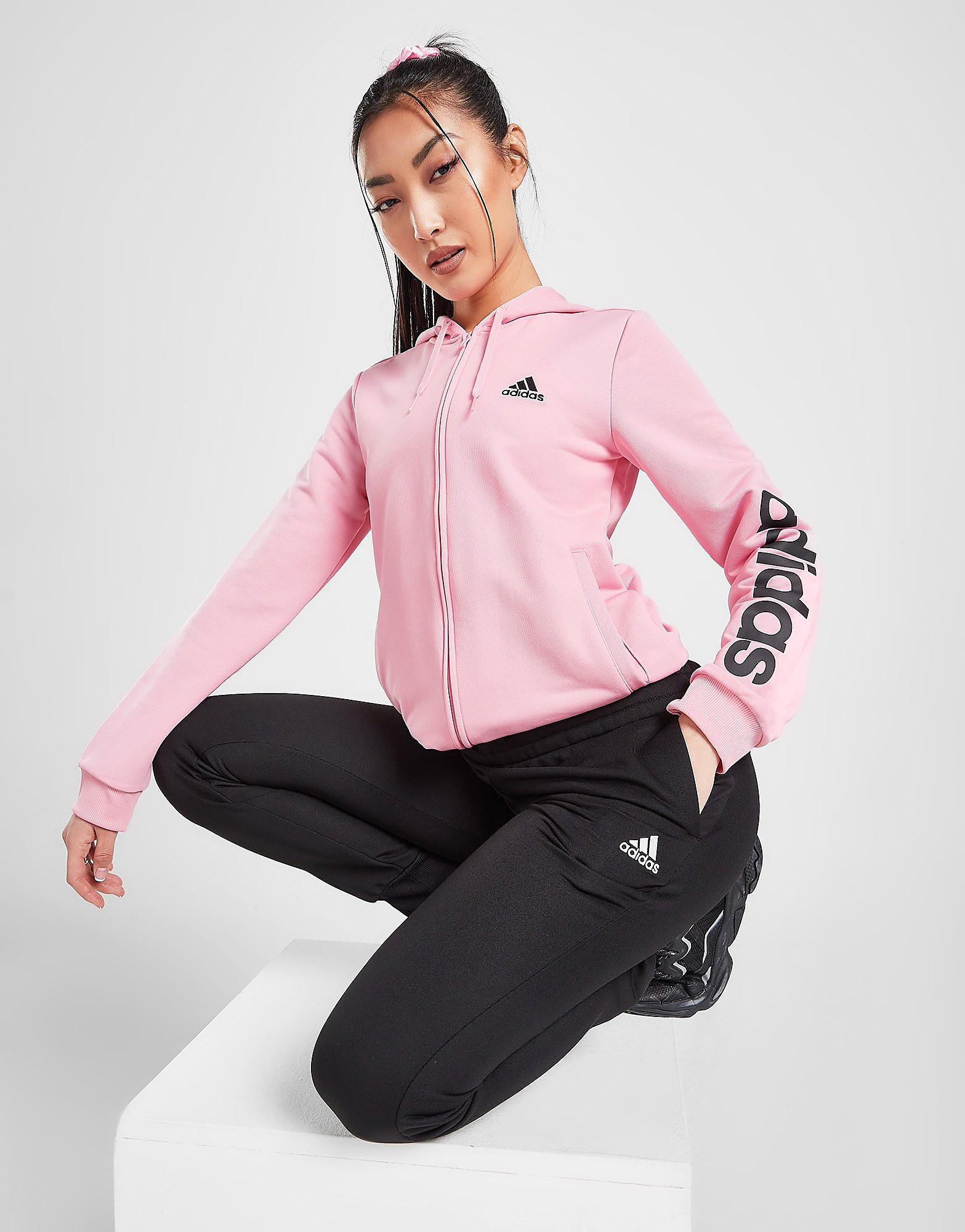 

adidas Core Tracksuit - Light Pink / Black - Womens, Light Pink / Black