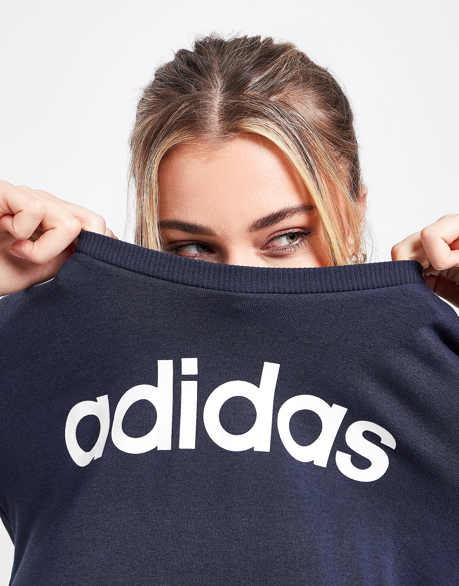 

adidas Core Linear Crew Sweatshirt - Legend Ink / White - Womens, Legend Ink / White
