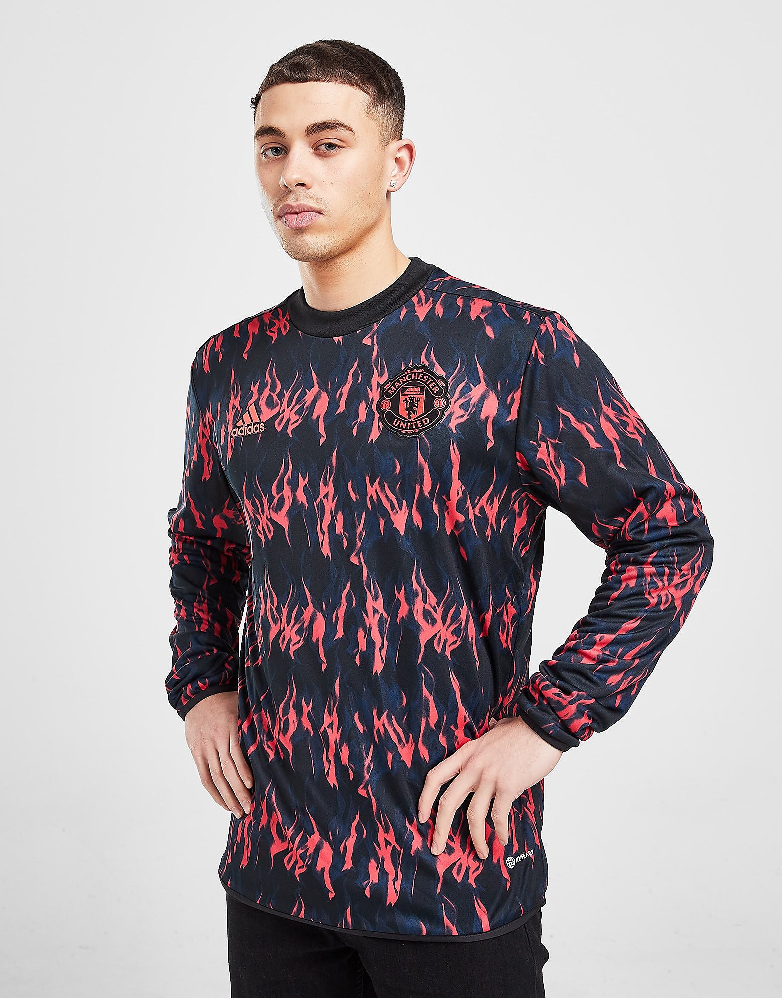 

adidas Manchester United FC Pre-Match Warm Up Shirt - Black / Shock Red - Mens, Black / Shock Red