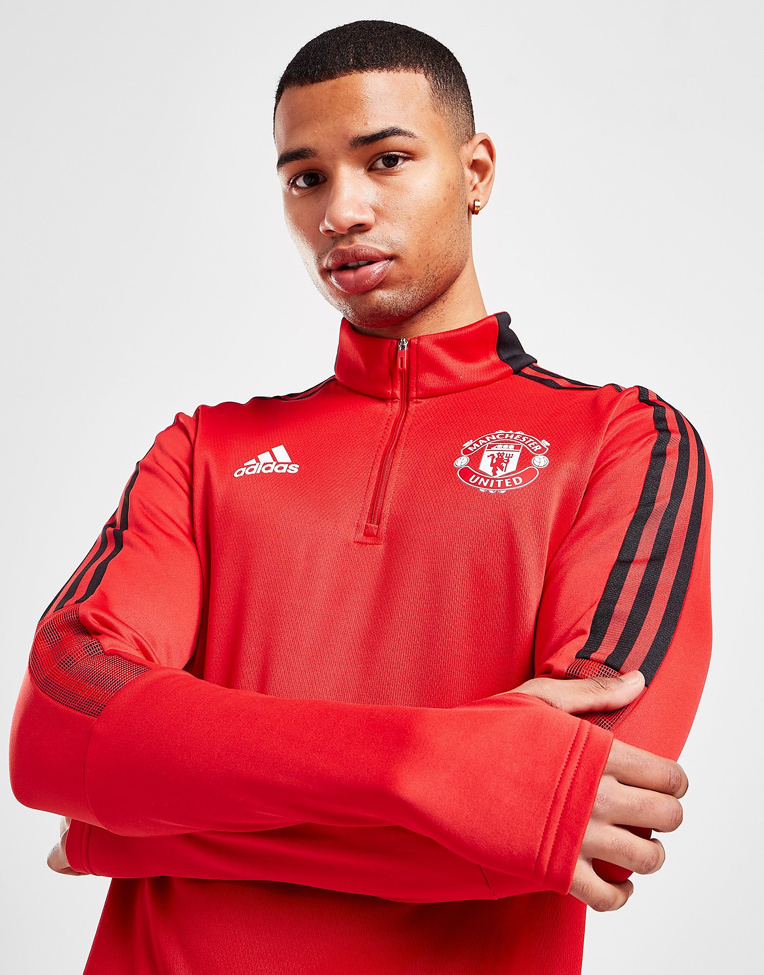 

adidas Manchester United FC Warm Up Top - Red - Mens, Red