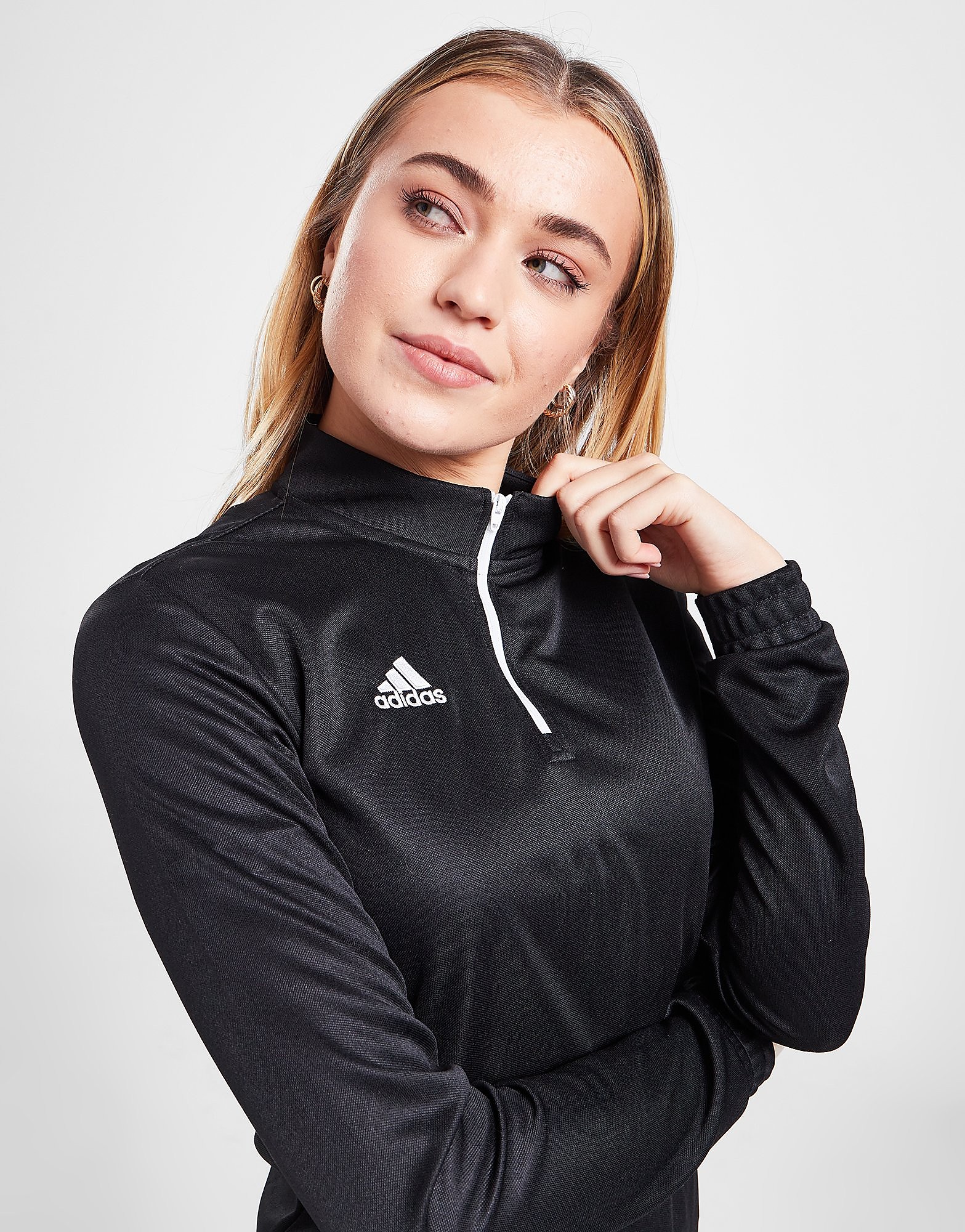 

adidas Entrada 22 1/4 Zip Top - Black - Womens, Black