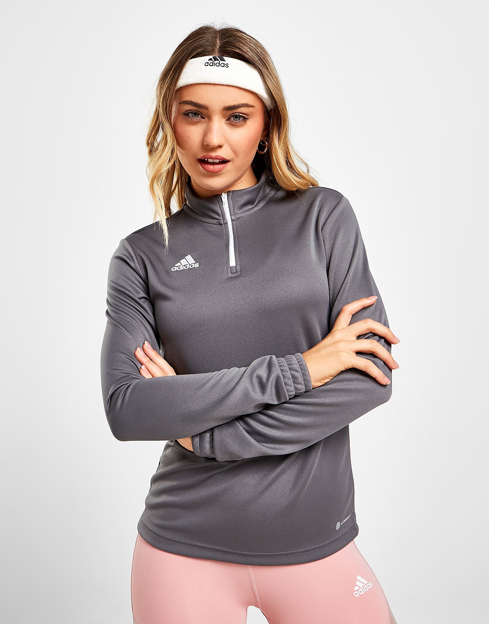 

adidas Entrada 22 1/4 Zip Top - Grey - Womens, Grey