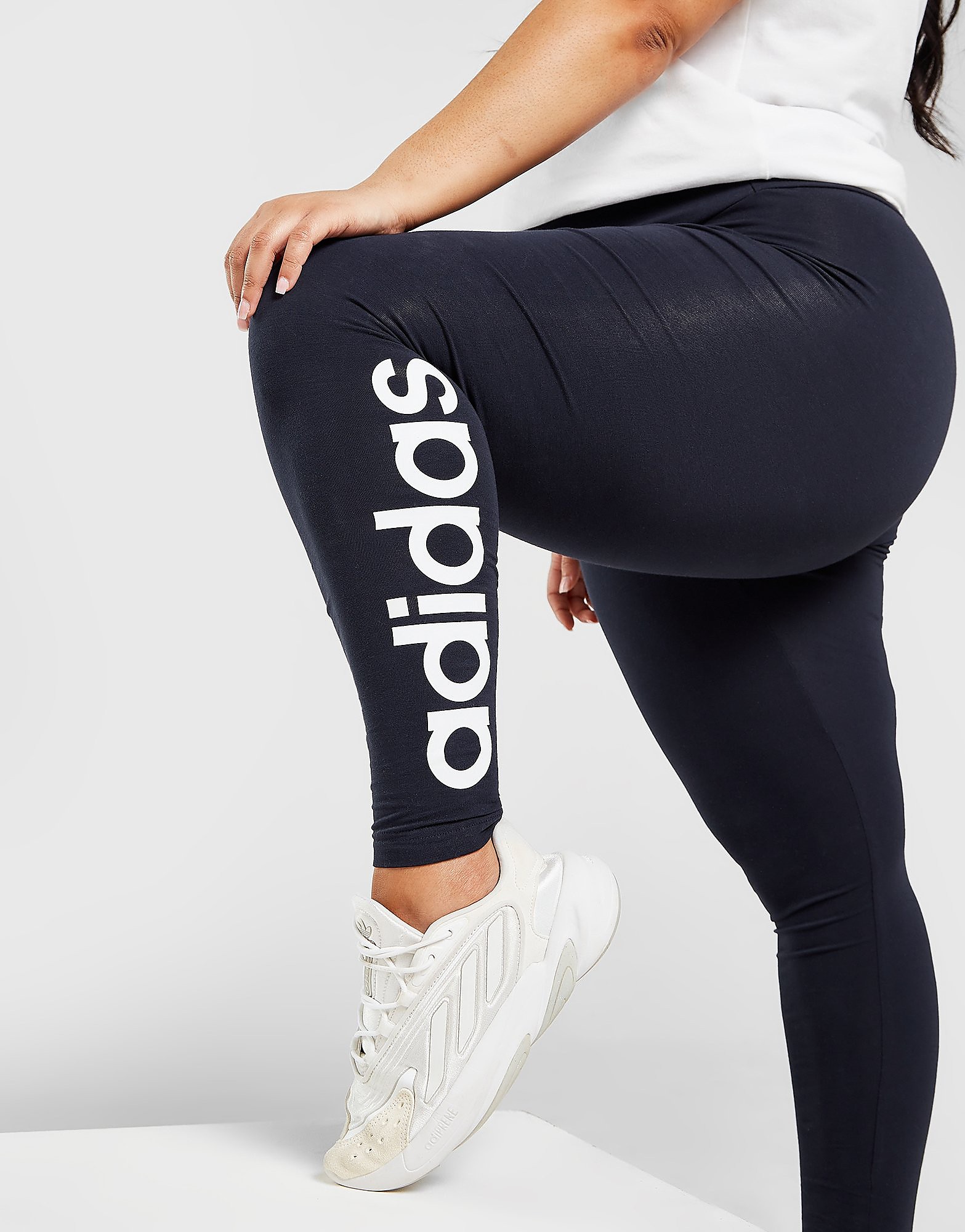 

adidas Core Linear Logo Plus Size Leggings - Legend Ink / White - Womens, Legend Ink / White