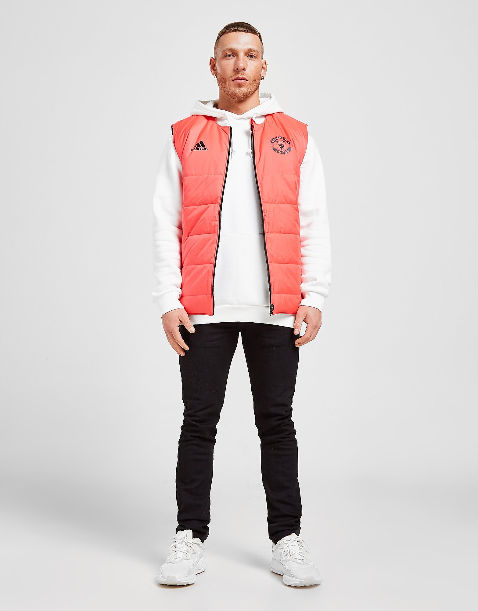 

adidas Manchester United FC Padded Vest - Shock Red / Black - Mens, Shock Red / Black