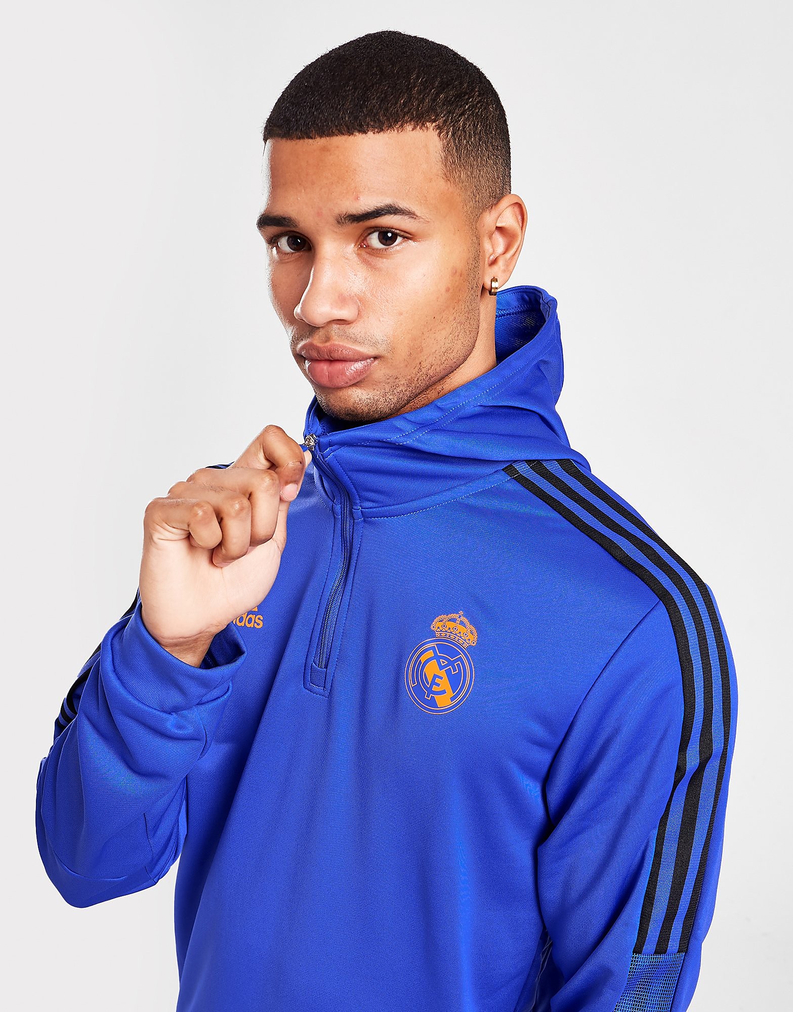 

adidas Real Madrid Training 1/4 Zip Hoodie - Blue - Mens, Blue