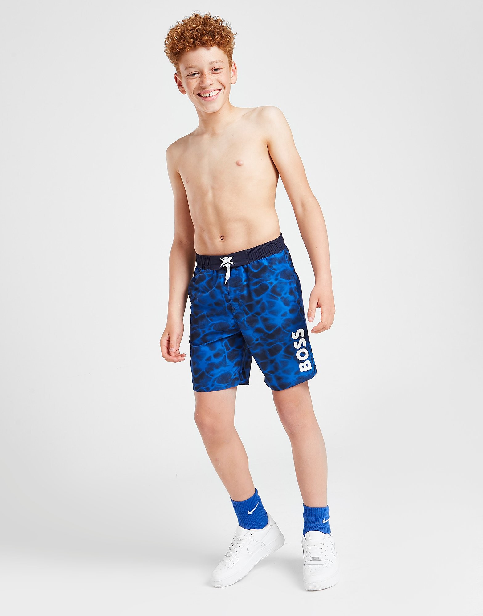 

BOSS Print Swim Shorts Junior - Blue - Kids, Blue