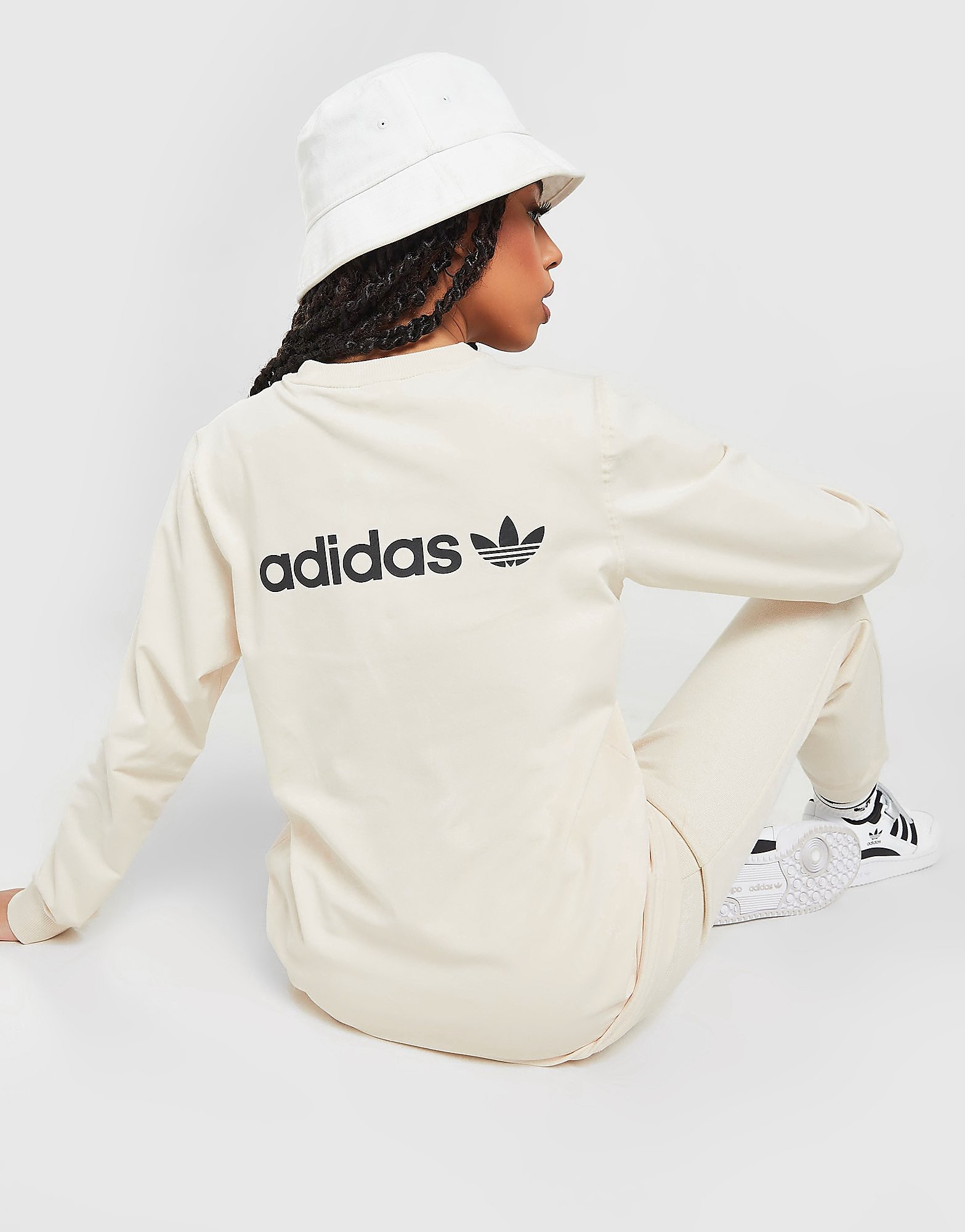 

adidas Originals Linear Long Sleeve T-Shirt - White - Womens, White