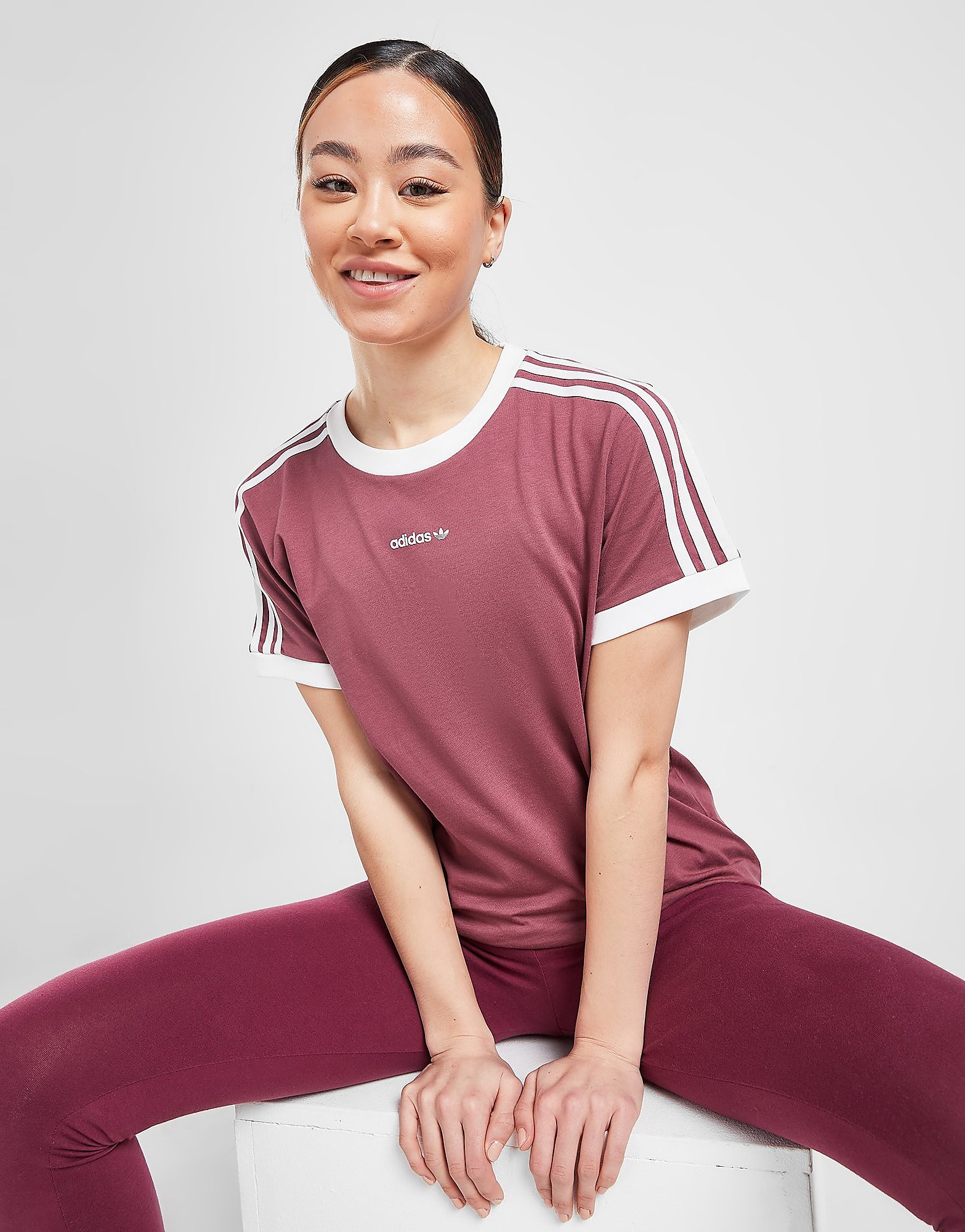 adidas Originals Linear Logo Boyfriend T-Shirt - Only at JD - RED - Womens, RED