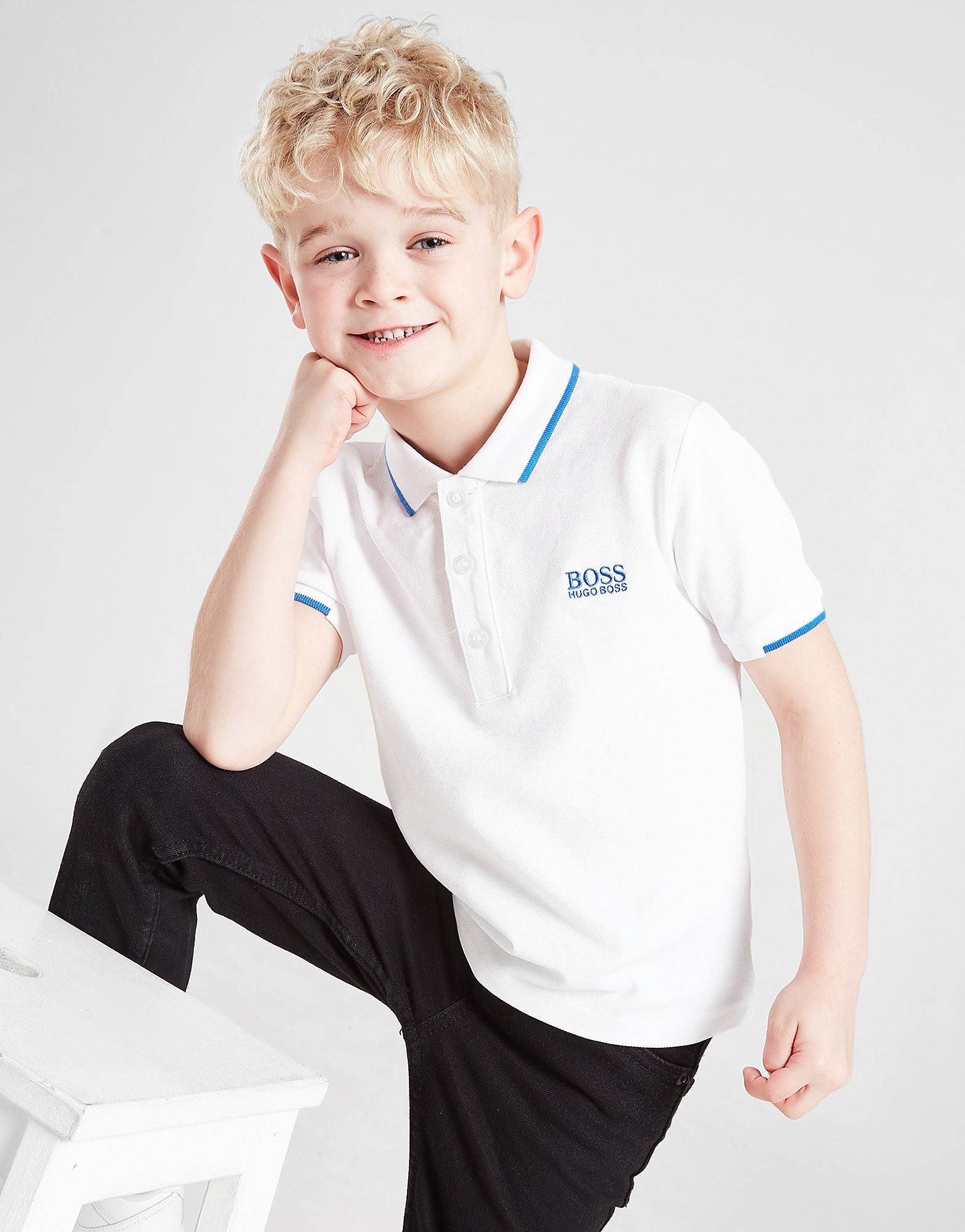 BOSS Small Logo Short Sleeve Polo Shirt Children - White - Kids, White