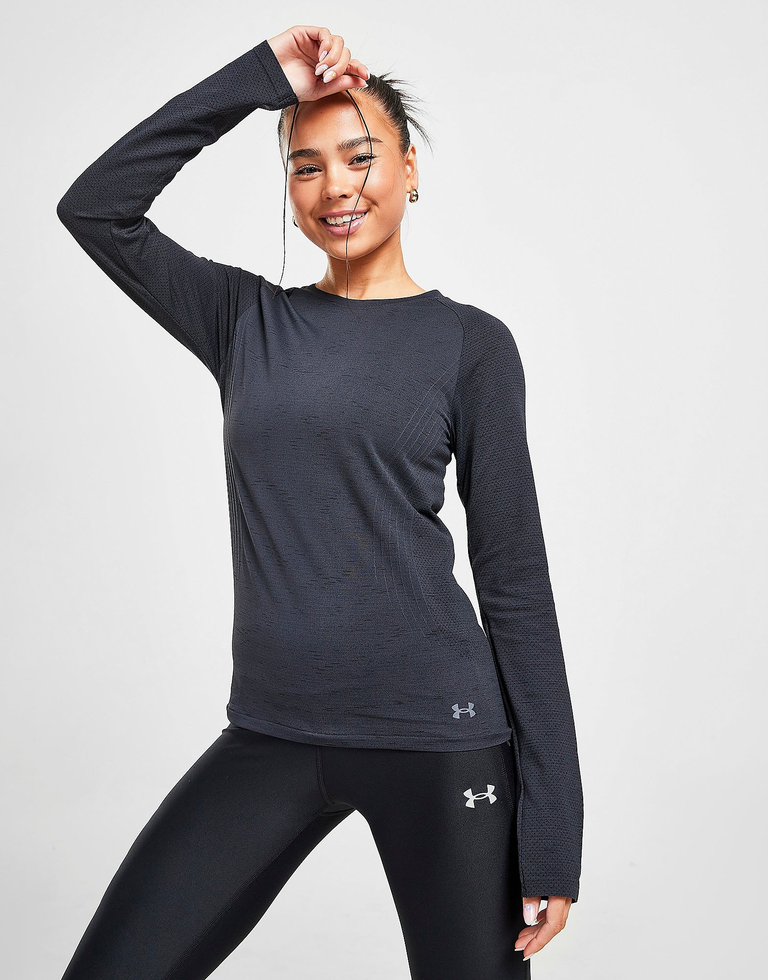 

Under Armour Seamless Long Sleeve T-Shirt - Black - Womens, Black