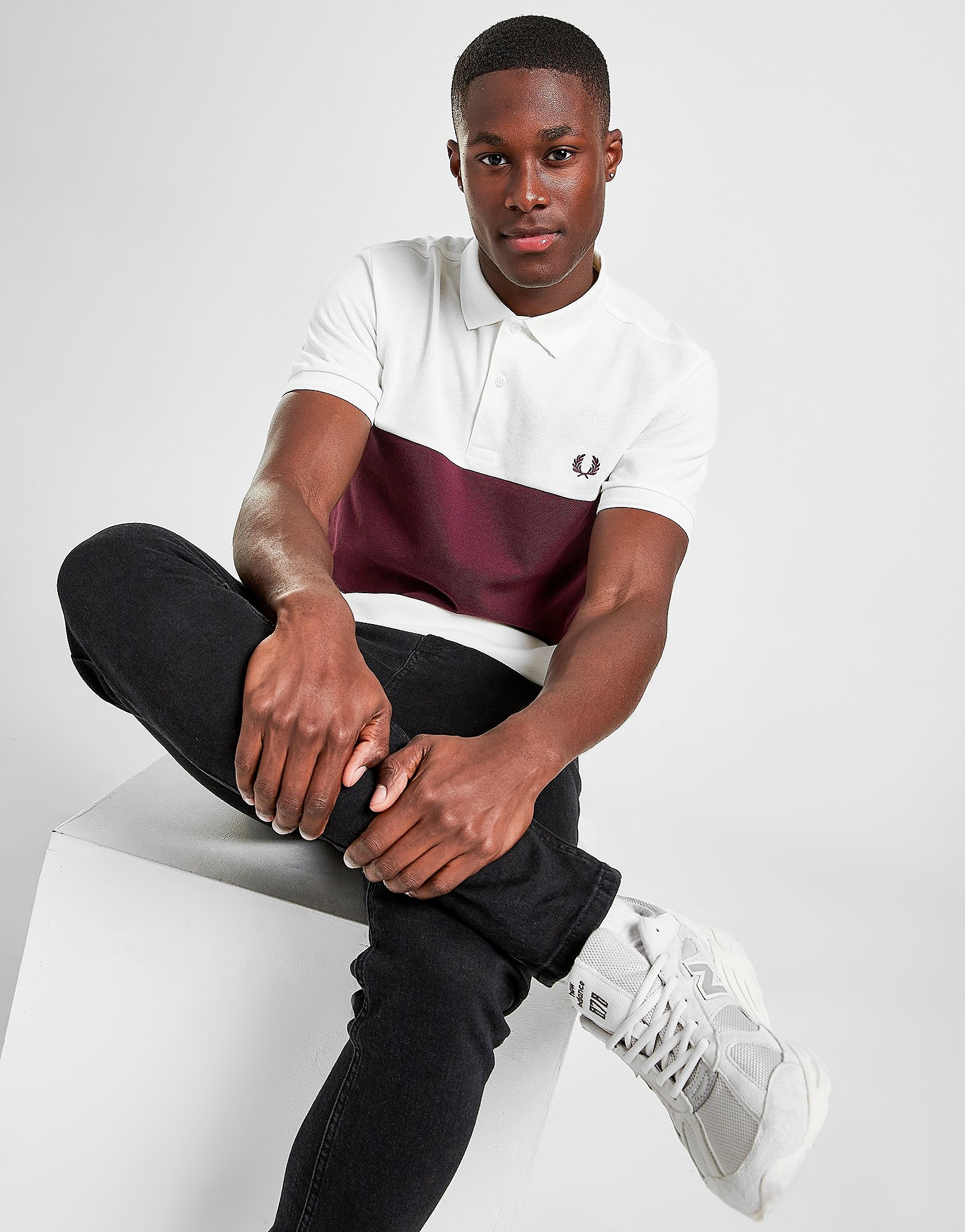

Fred Perry Colour Block Polo Shirt - Red - Mens, Red