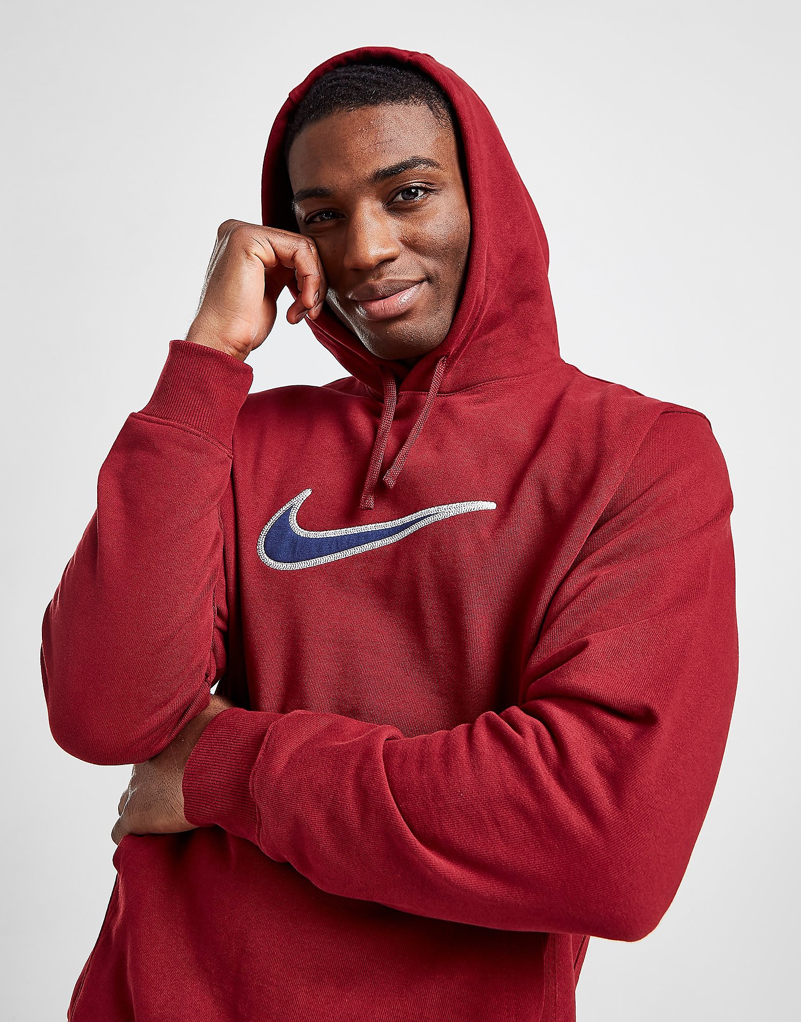 

Nike Swoosh Fleece Overhead Hoodie - Red - Mens, Red