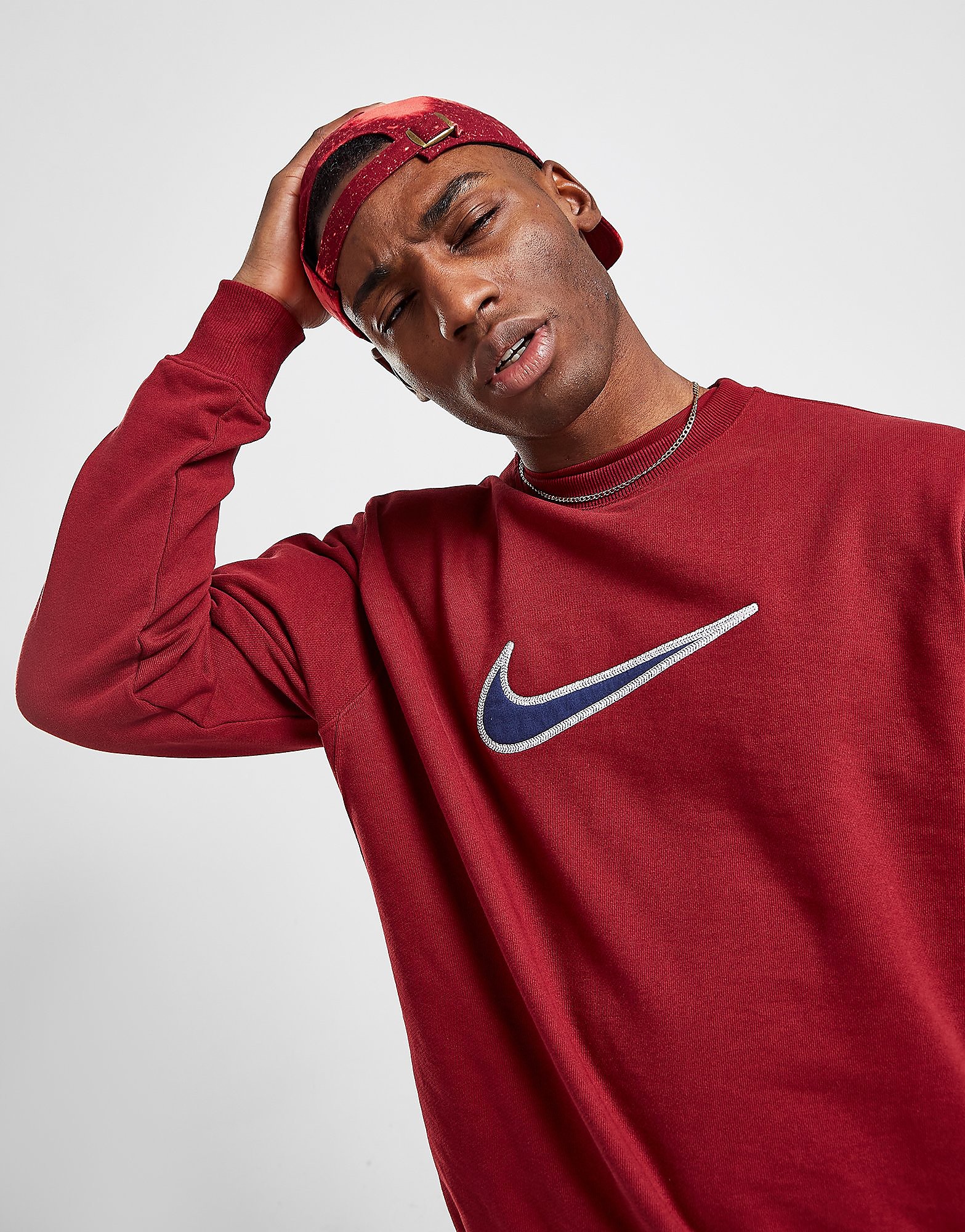 

Nike Retro Swoosh Crew Sweatshirt - Red - Mens, Red