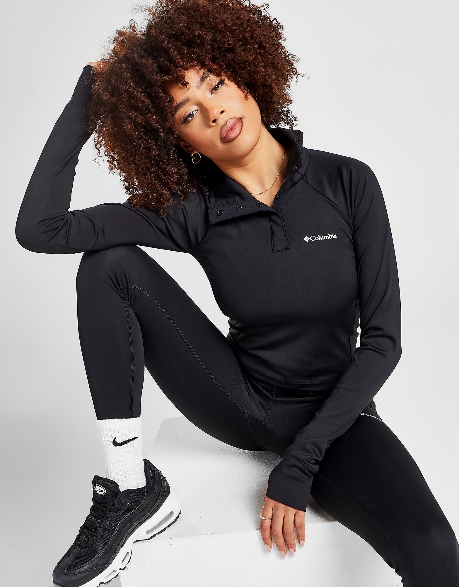 

Columbia Logo Crop 1/4 Snap Top - Black - Womens, Black