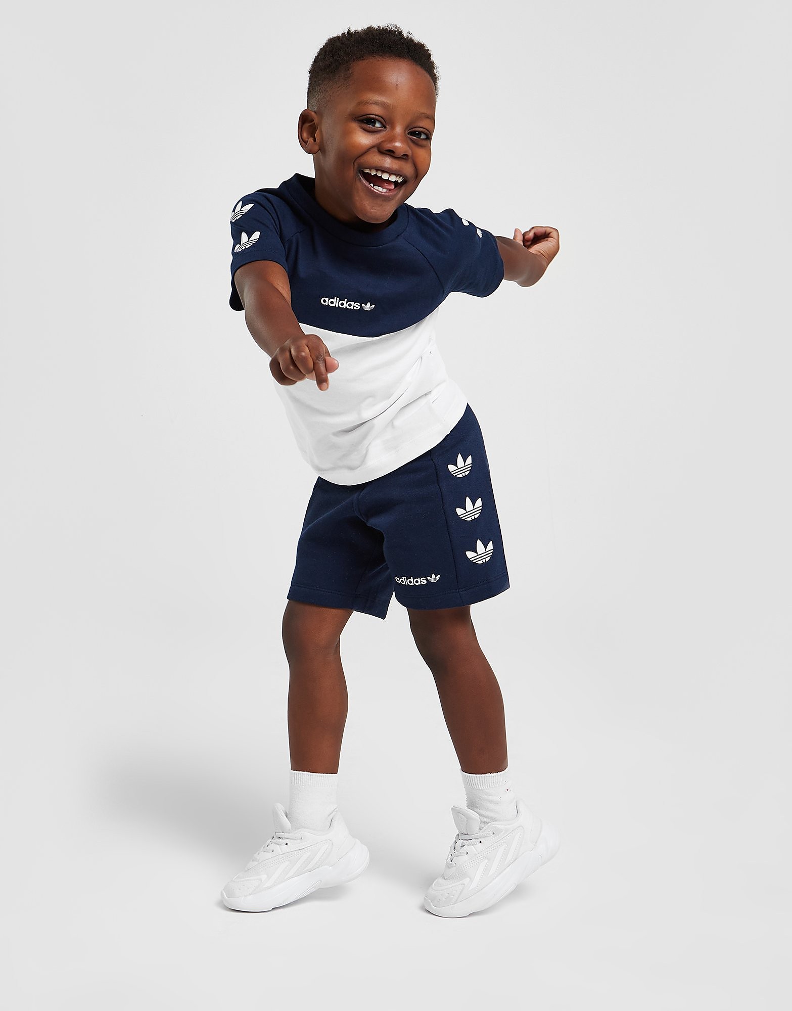 adidas Repeat Trefoil T-Short/Shorts Set Infant - Only at JD, Blå