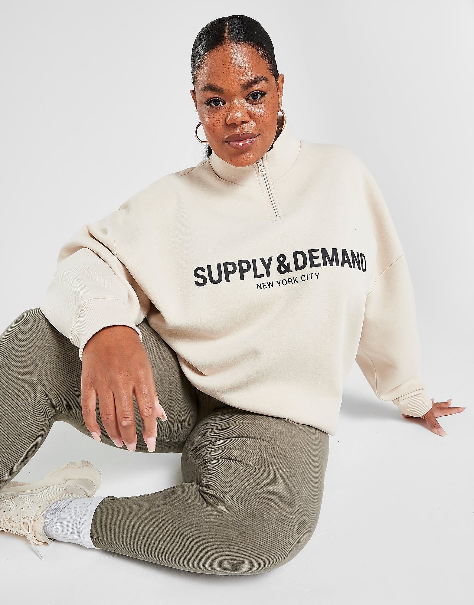 

Supply & Demand Plus Size Logo 1/4 Zip Top - Only at JD - Beige - Womens, Beige