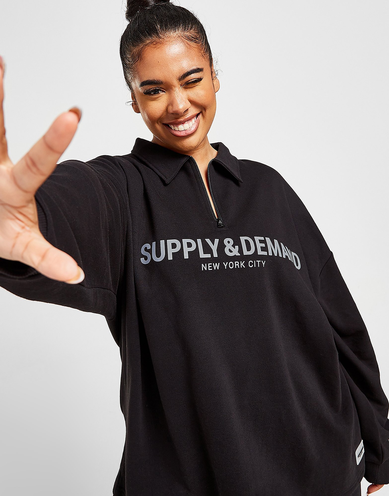 

Supply & Demand Plus Size Logo 1/4 Zip Collar Sweatshirt - Only at JD - Black - Womens, Black