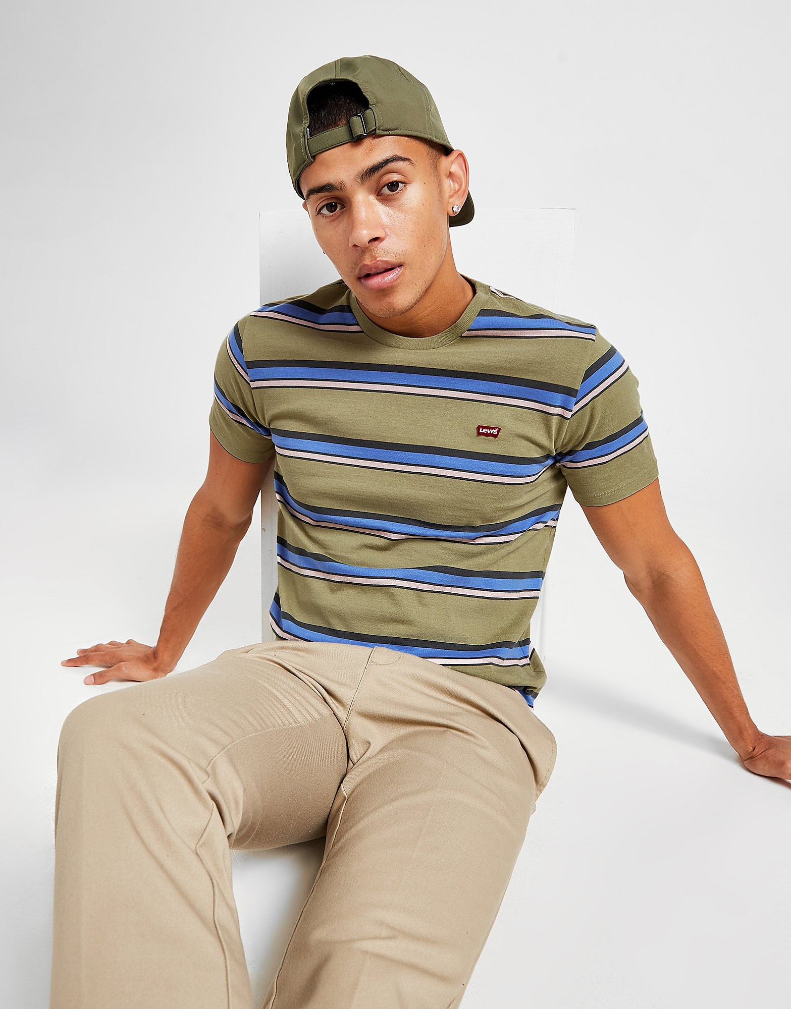 

Levis Multi Stripe Housemark T-Shirt - Green - Mens, Green