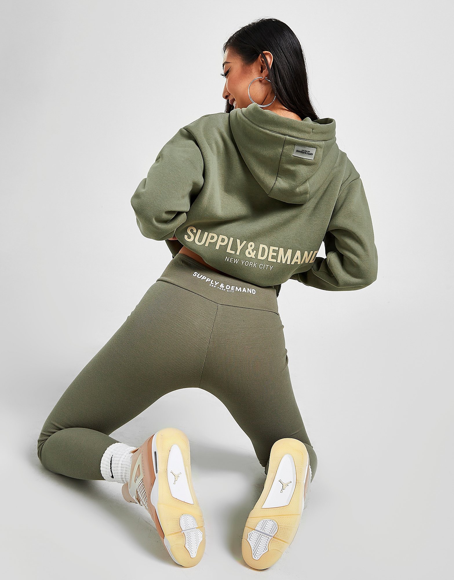 

Supply & Demand High Waist Ribbed Leggings - Only at JD - Green - Womens, Green