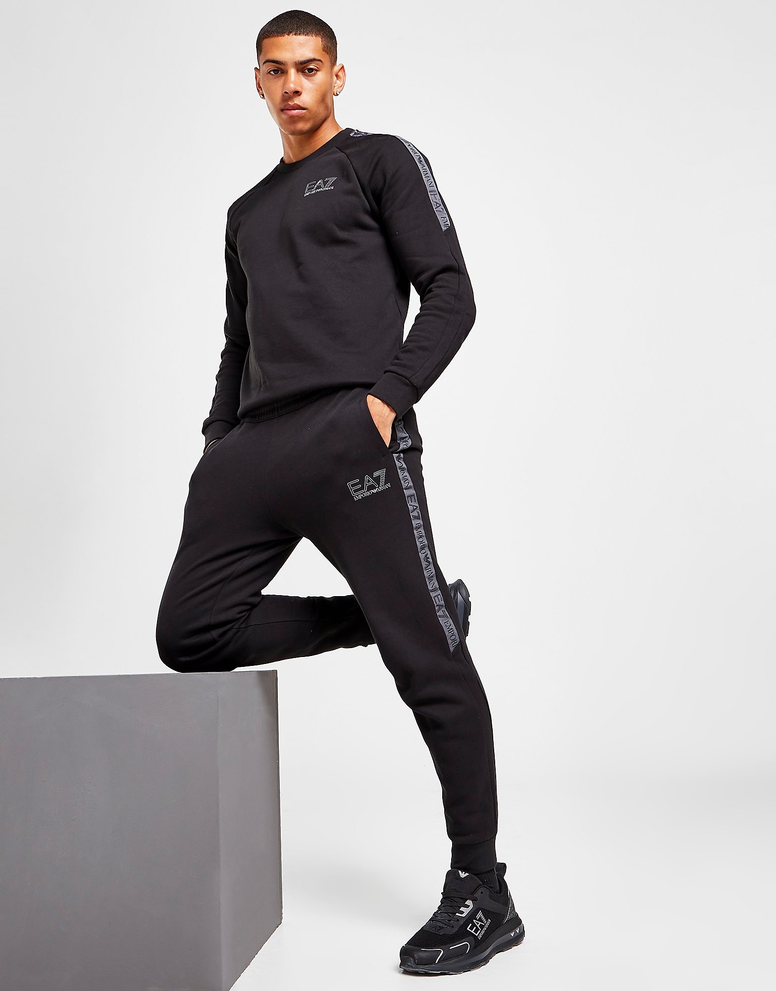 

Emporio Armani EA7 Grain Tape Joggers - Only at JD - Black - Mens, Black