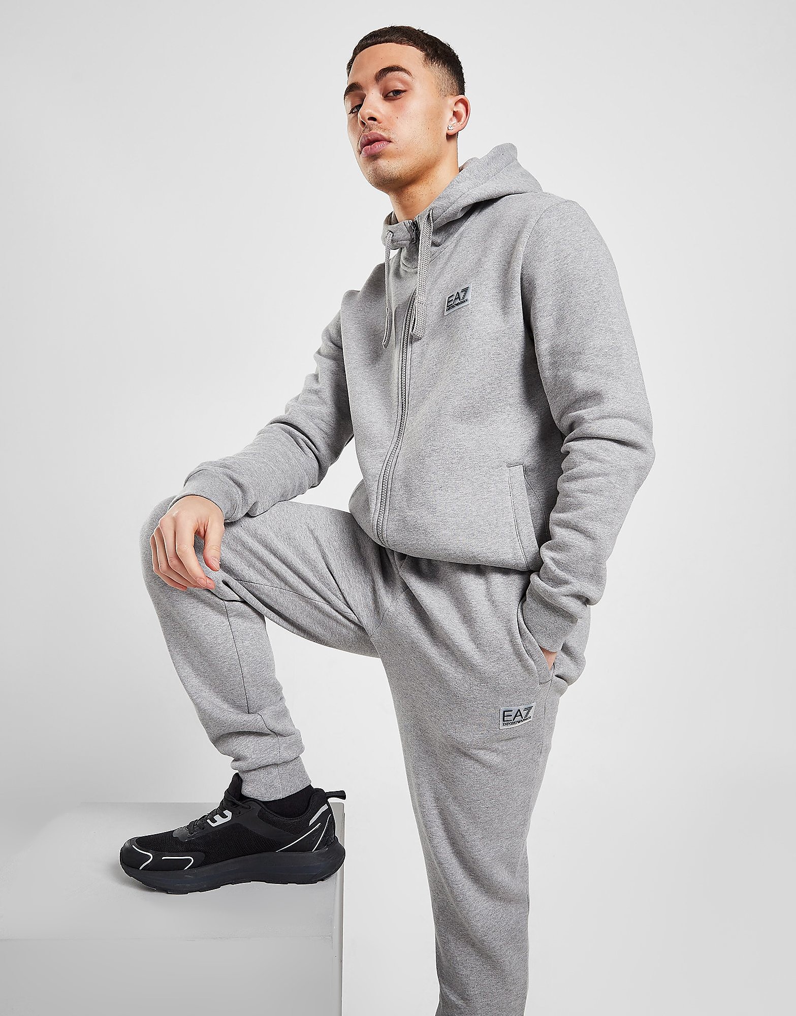 

Emporio Armani EA7 Rubber Badge Full Zip Fleece Tracksuit - Only at JD - Grey, Grey