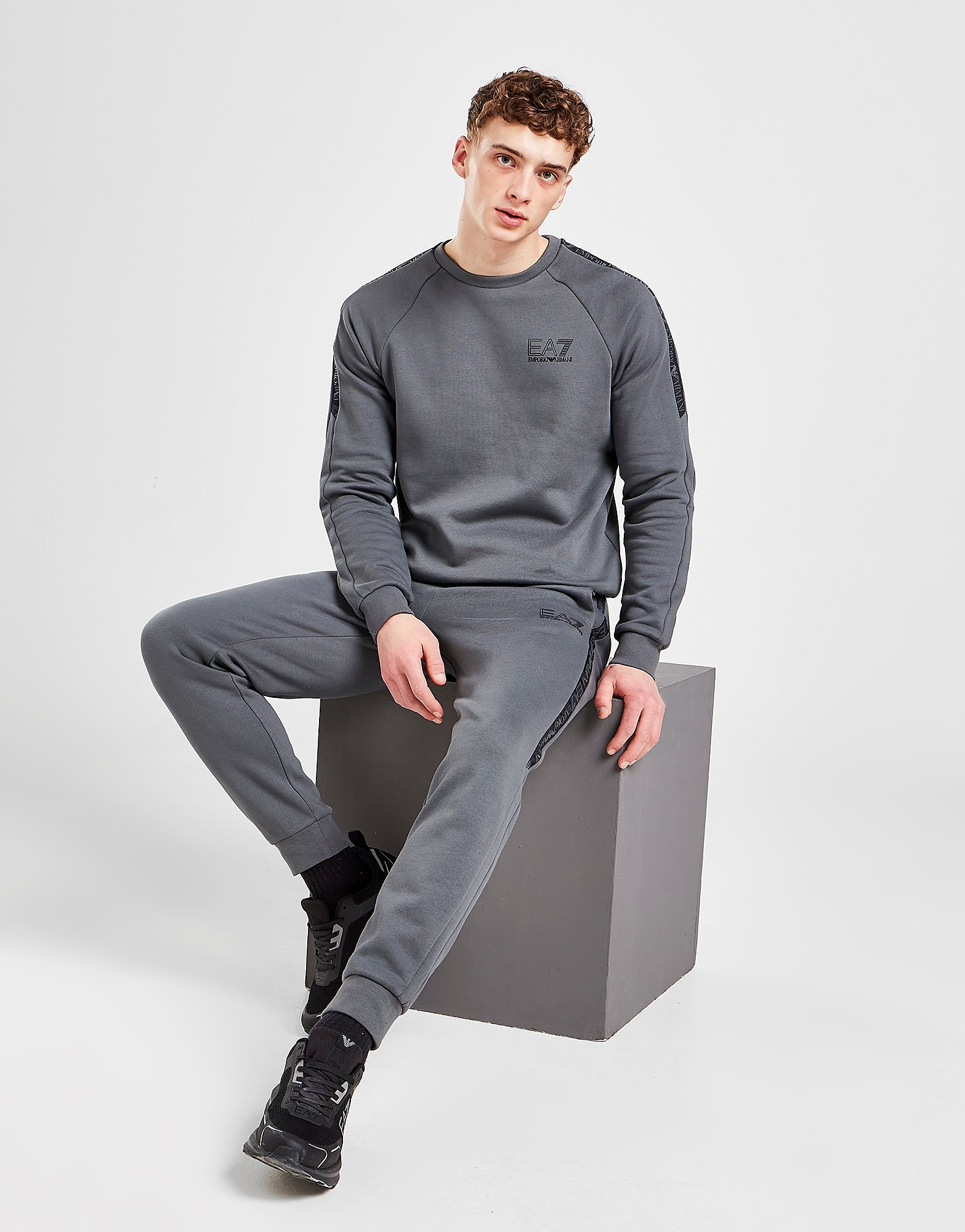 

Emporio Armani EA7 Grain Tape Crew Sweatshirt - Only at JD - Black - Mens, Black