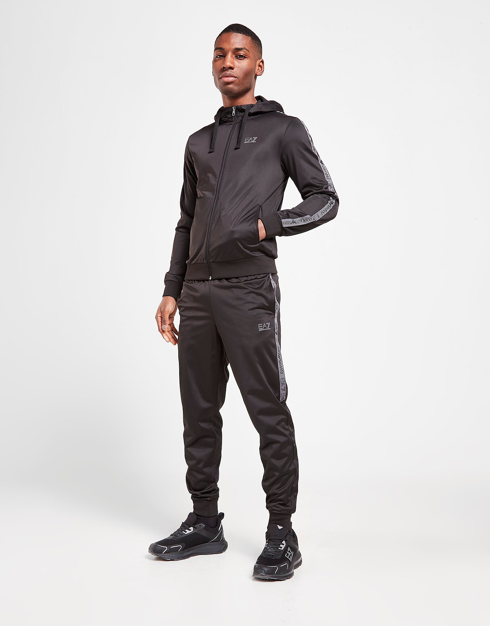 

Emporio Armani EA7 Grain Tape Poly Tracksuit - Only at JD - Black, Black