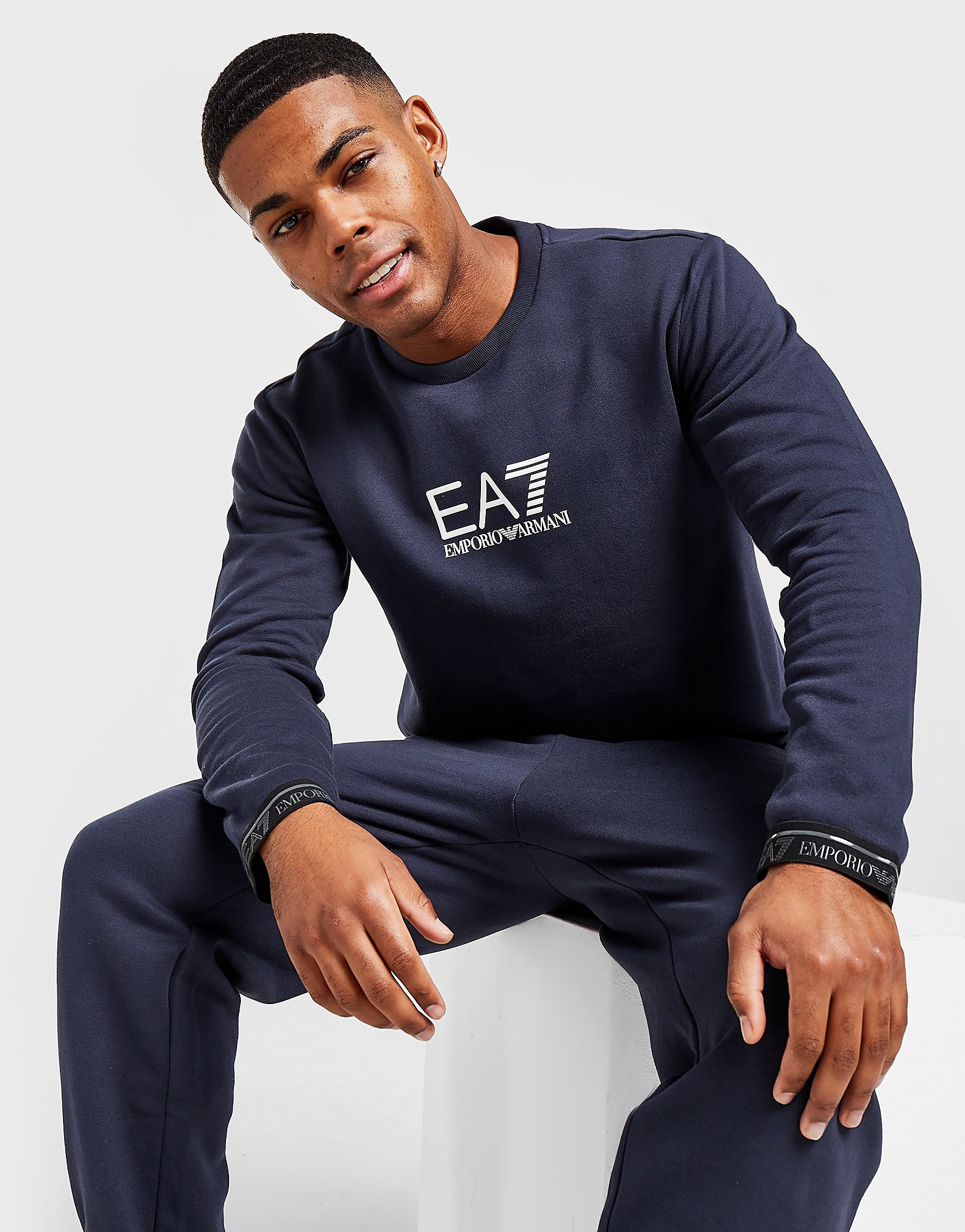 

Emporio Armani EA7 Tape 2 Crew Sweatshirt - Only at JD - Navy - Mens, Navy