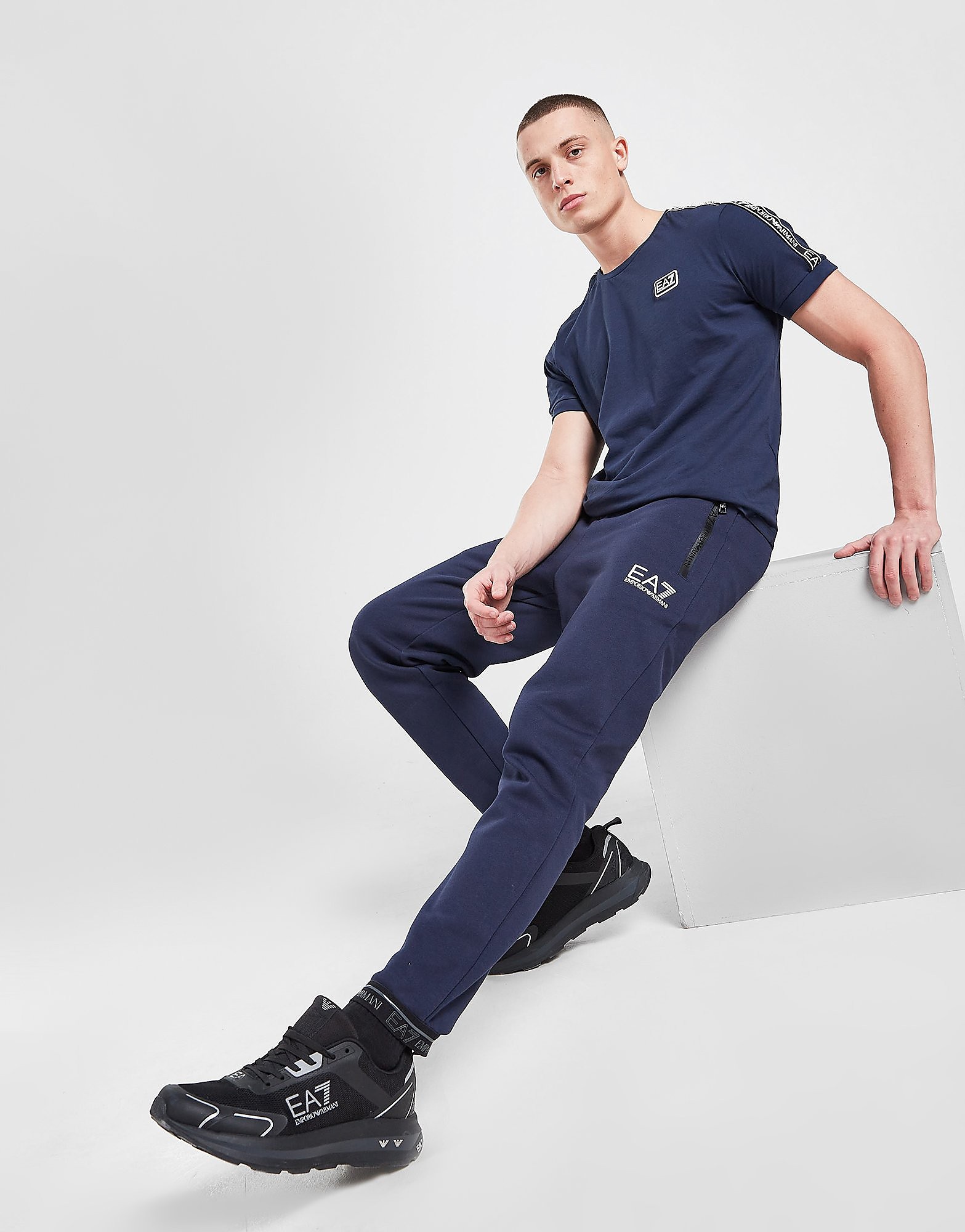 Emporio Armani EA7 Tape 2 Joggers - Only at JD - Blue - Mens, Blue
