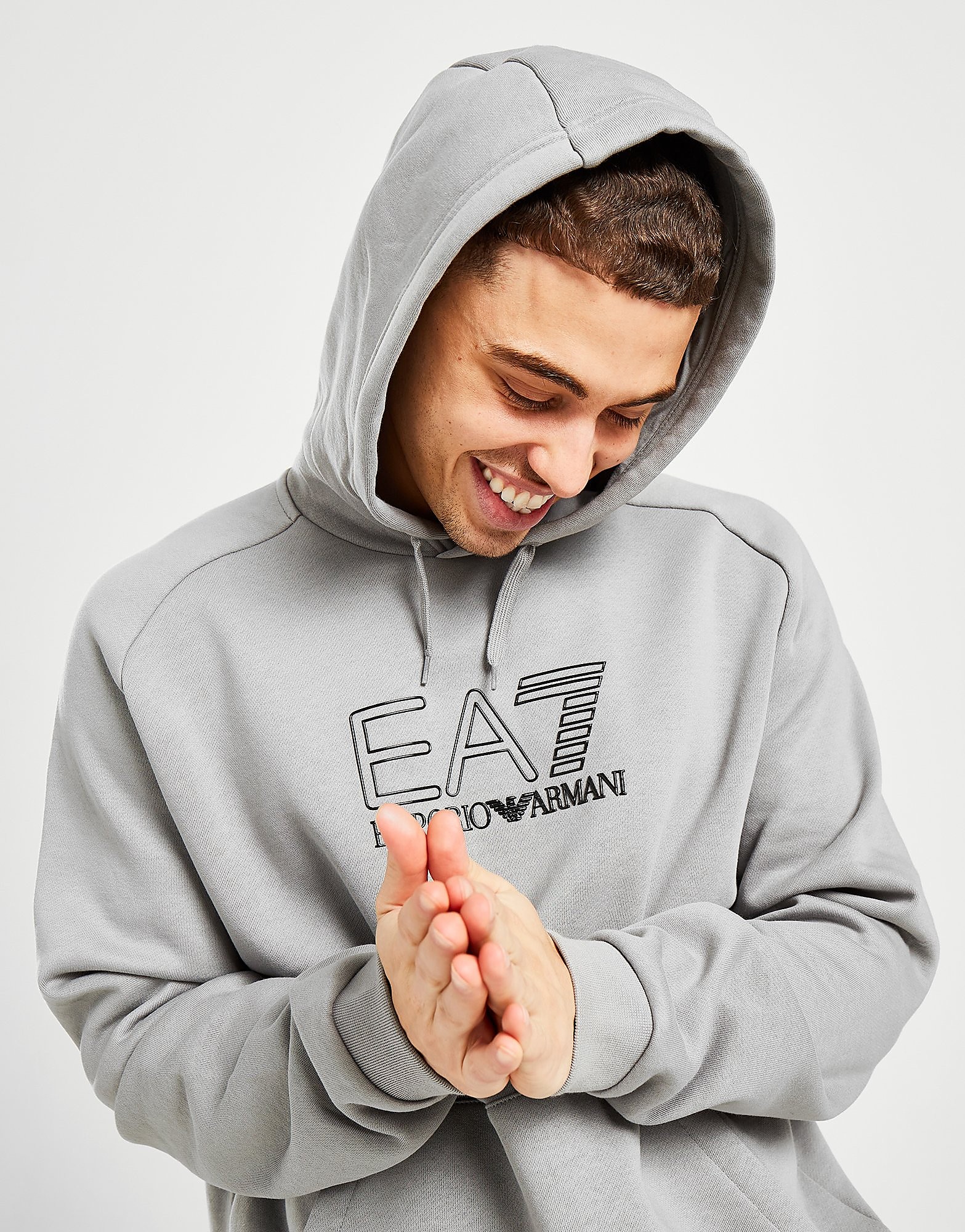 Emporio Armani EA7 Visibility Logo Hoodie - Only at JD - Grey - Mens, Grey