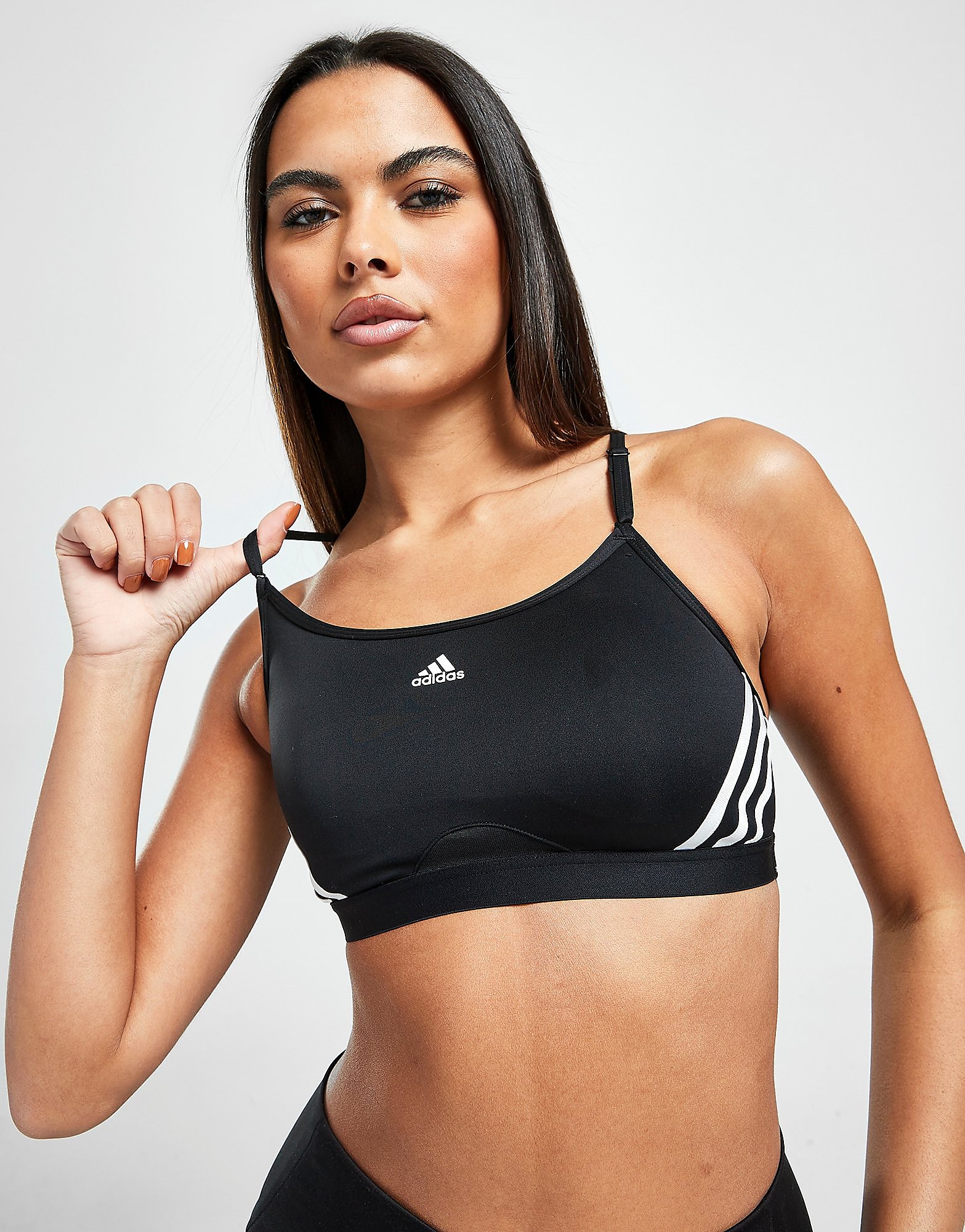 

adidas 3-Stripes Sports Bra - Black / White - Womens, Black / White