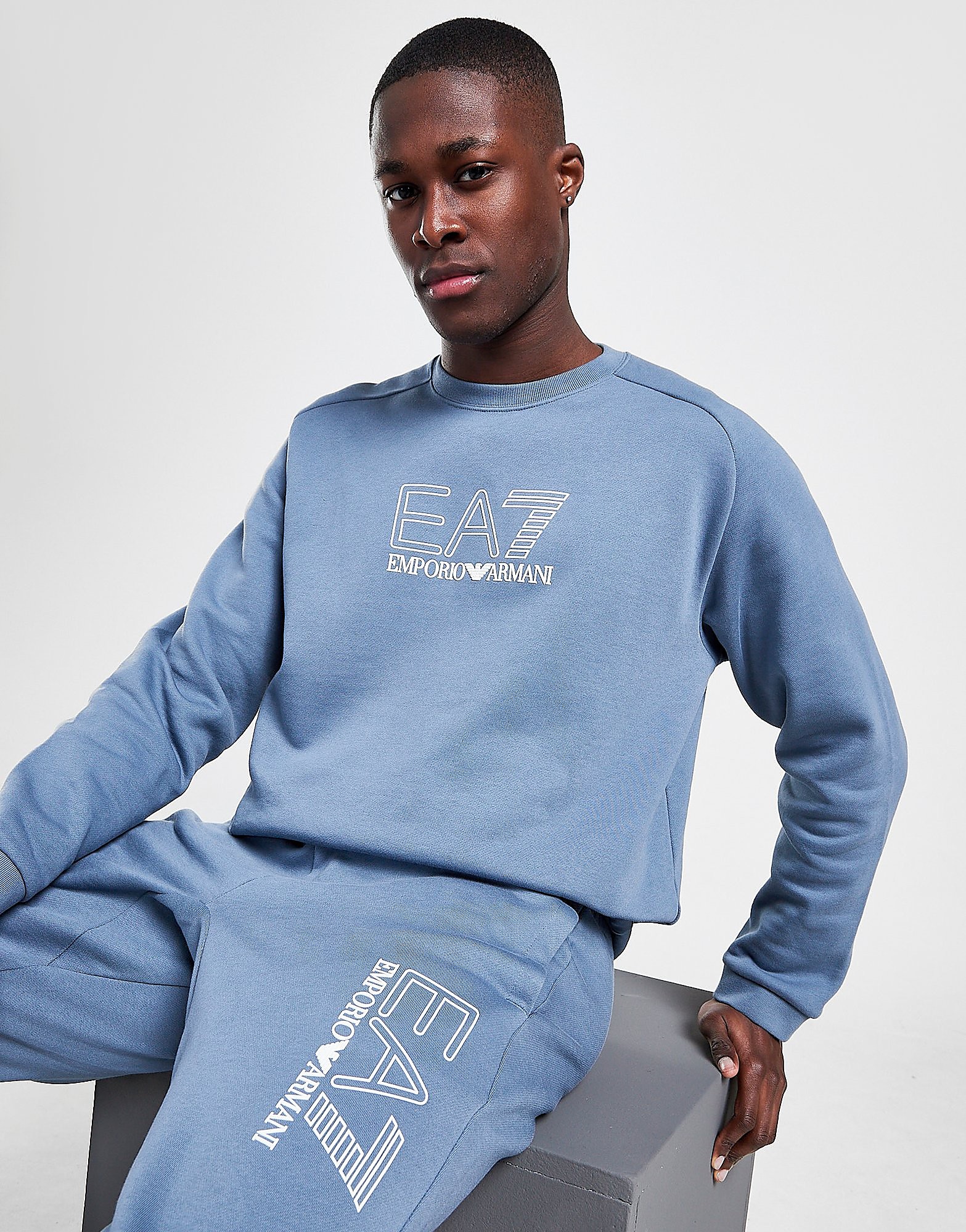 Emporio Armani EA7 Visibility Logo Sweatshirt - Only at JD - Blue - Mens, Blue