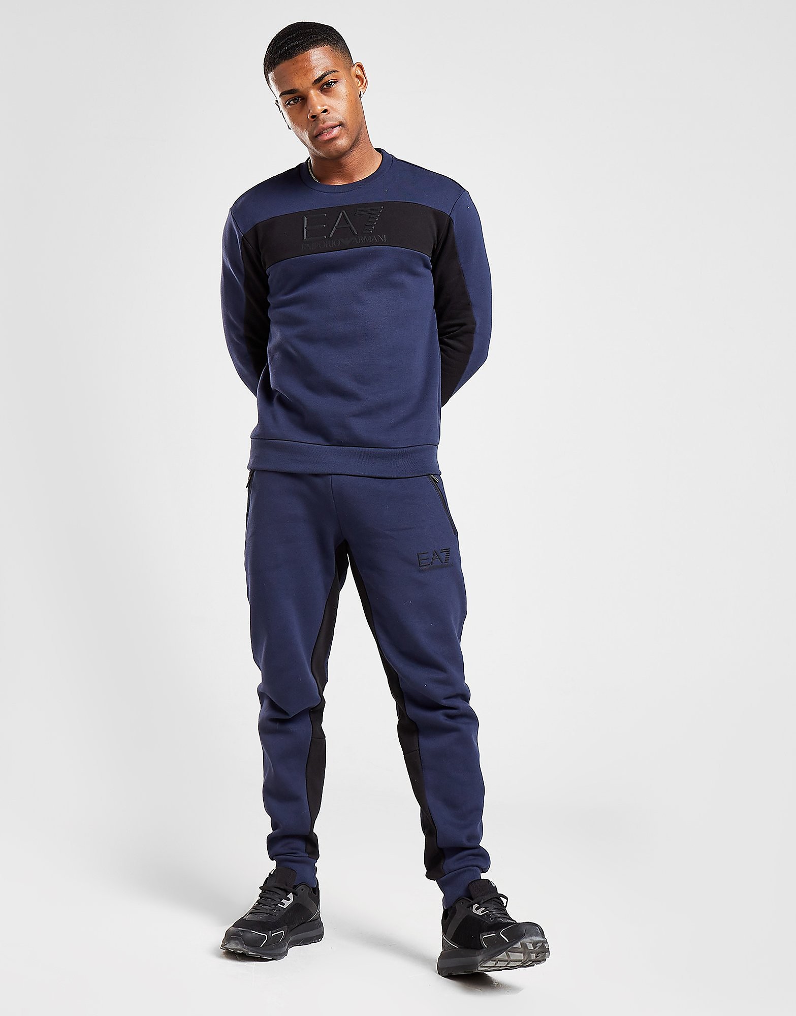 

Emporio Armani EA7 Cut & Sew Large Logo Crew Tracksuit - Only at JD - Navy, Navy